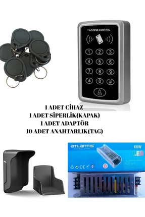 LANSAN Adaptörlü Trafolu (60W)Rfıd Şifreli Kapı Kilidi Seti Cihaz+Siperlik+Ad...