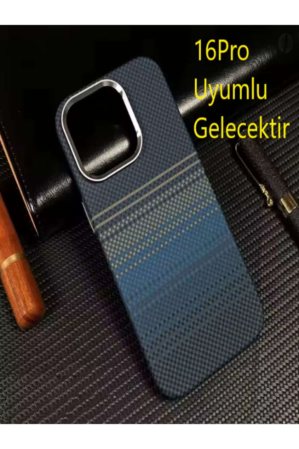 Kılıforyum iPhone 16Pro Karbon Kılıf Kamera Koruma Metal Çerçeveli Mıknatıslı Magsafe Destekli