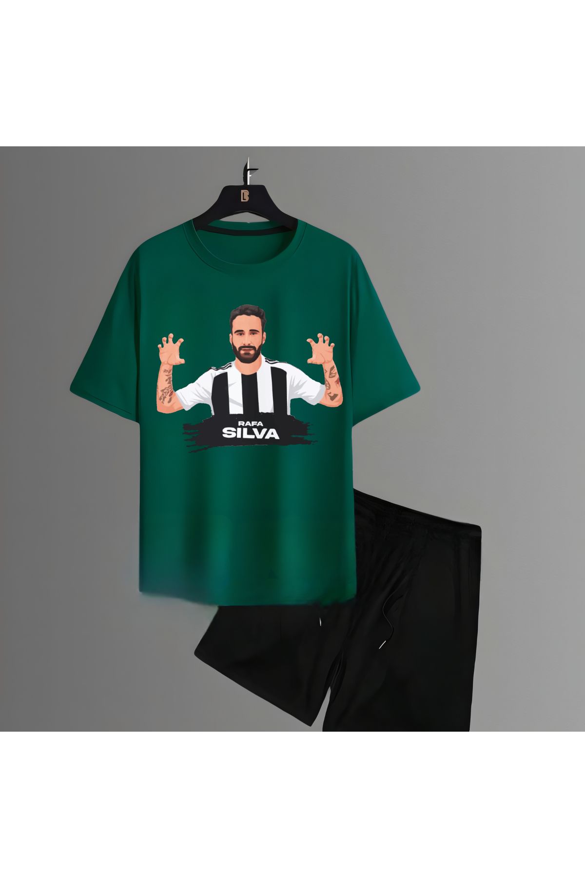 Biy Store Rafa Silva kartal sevinci forma baskılı unisex kadın erkek kısa kollu tişört t-shirt şort takımı