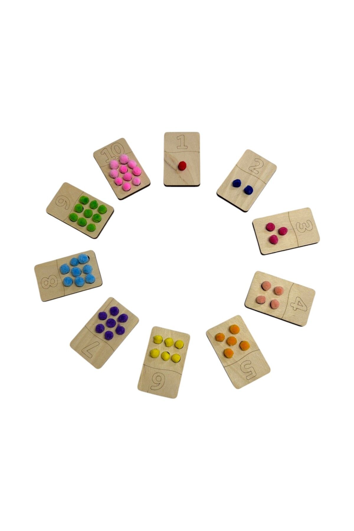 Mind of Toys Ahşap Sayma Plakaları, Sayma Öğrenimi, Montessori Matematik Öğrenimi, 1’den 10’a Kadar