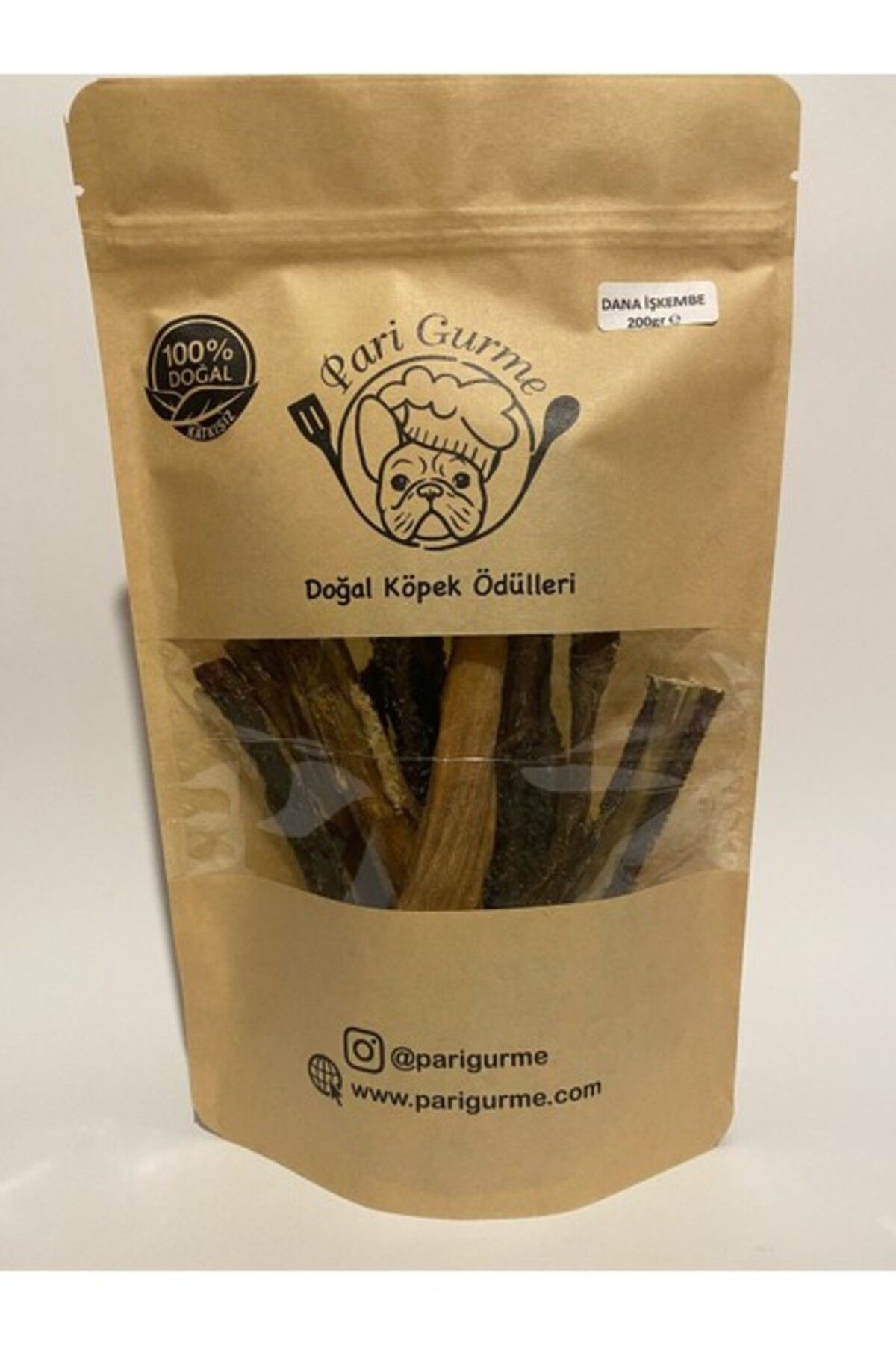 Pari Gurme Dana Işkembe Köpek Ödülü %100 Doğal Naturel Barf 200GR Kurutulmuş