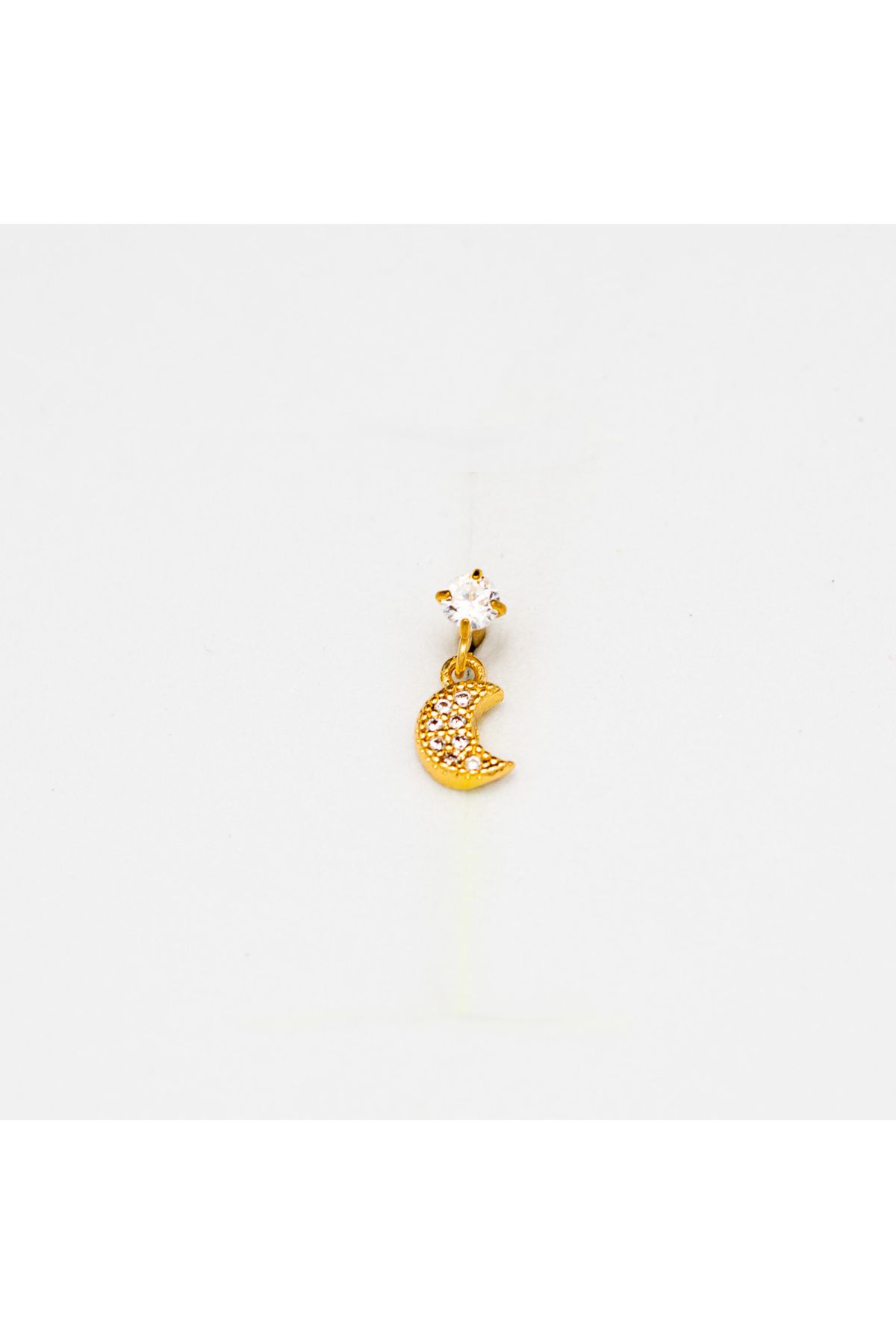 Piercing by Sever SALLANTILI AY ÇELİK PIERCING… ALTIN/GOLD RENKLİ ve ŞEFFAF TAŞLI (TARGUS HELIX CONCH FLAT)