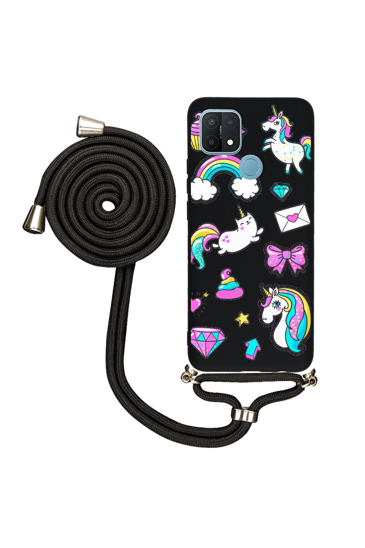 Royaleks Oppo A15s İpli Lansman Kılıf - Unicorns Blank