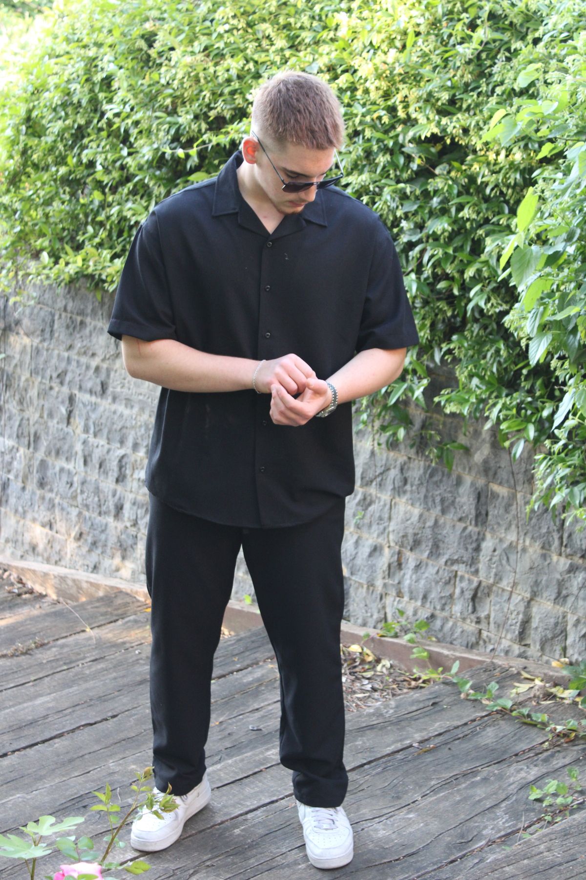 Alpha star Keten Baggy Pantalon Oversize Gömlek Takım