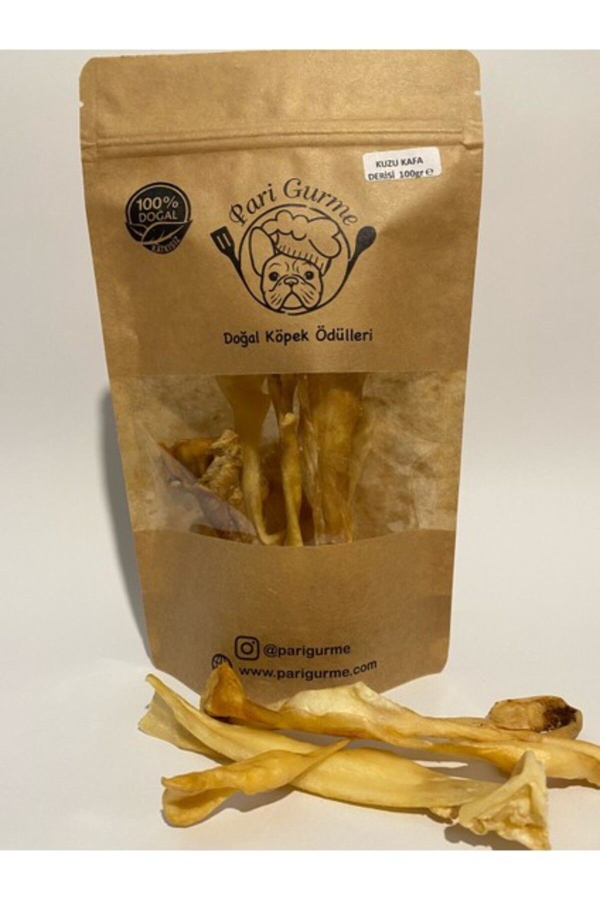Pari Gurme Kuzu Kafa Derisi Köpek Ödülü %100 Doğal Naturel 100GR