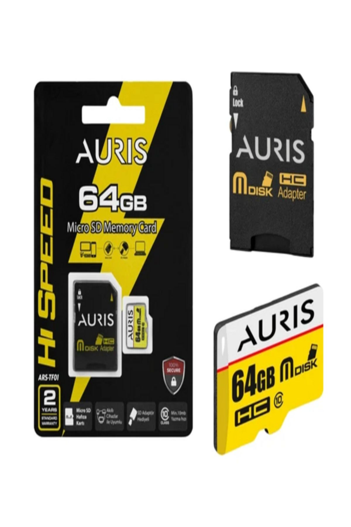AURISS Akıllı Cihazlarla Uyumlu 64gb Adaptör Hediyeli Mini Sd Hafıza Kartı