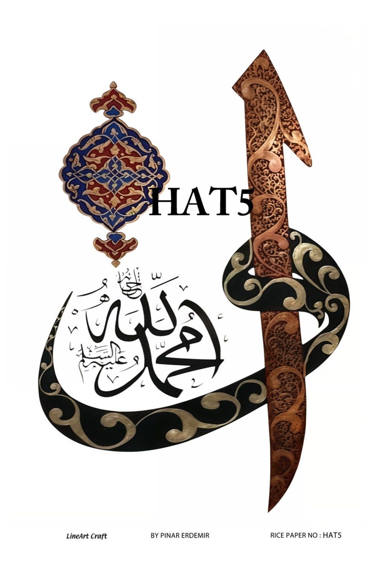 LİNEART PİRİNÇ DEKOPAJ KAĞIDI HAT5 Hat Serisi 29x42cm
