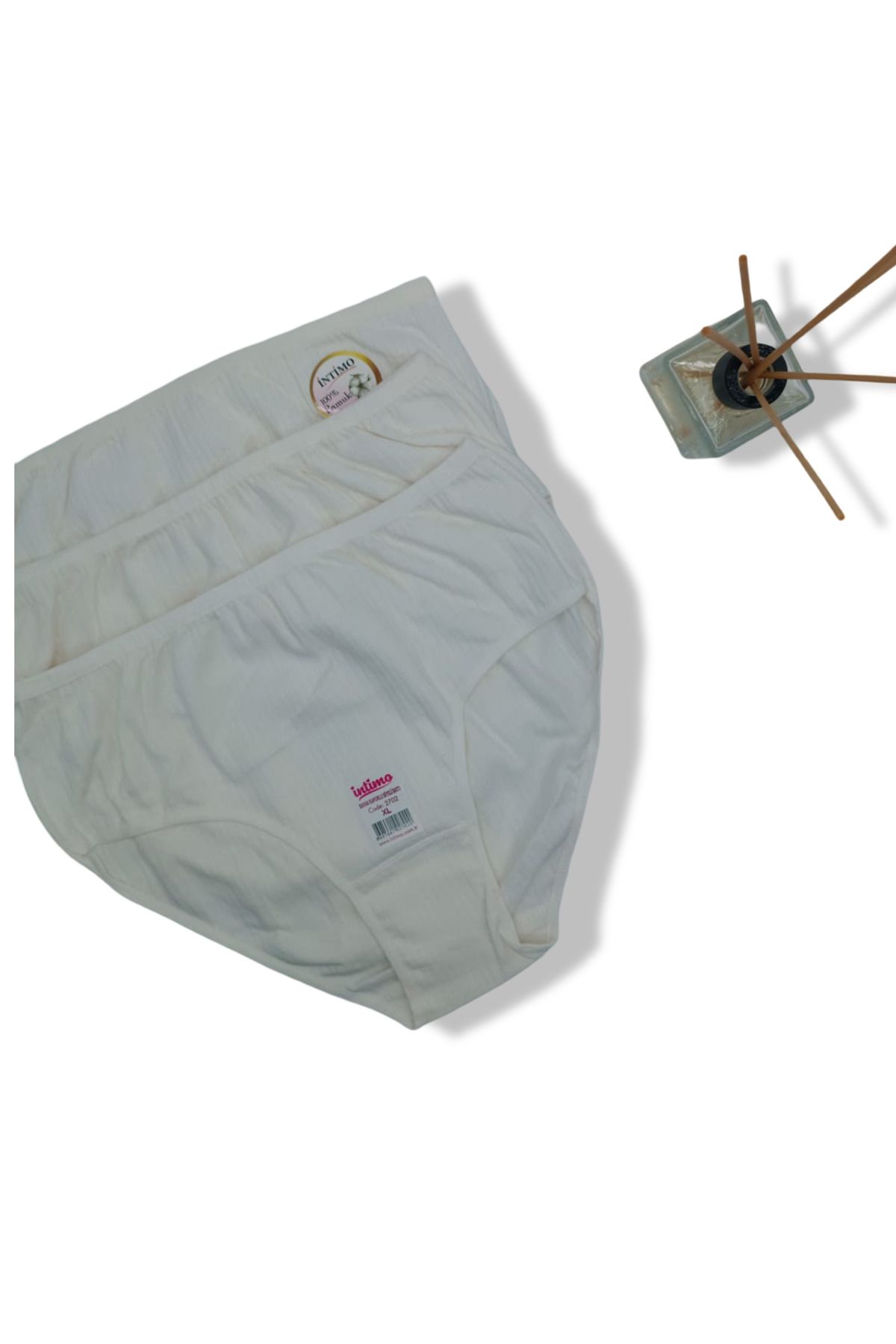 BEYAZTOPTAN %100 COTTON KADIN RAPORLU BİYELİ 3'LÜ YÜKSEK BEL BATO