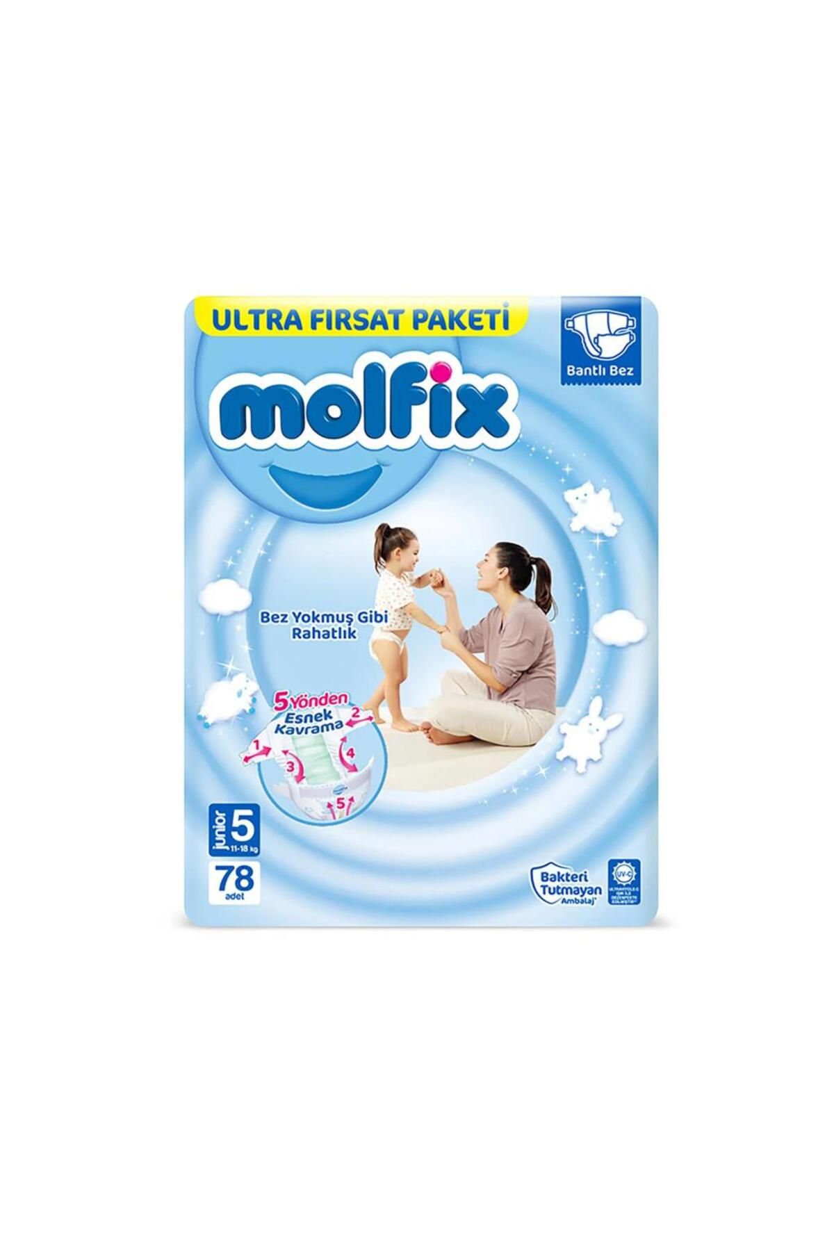 MR RZN STORE Molfix Bebek Bezi Ultra Fırsat Paketi 5 Beden 11-18 Kg 78 Adet