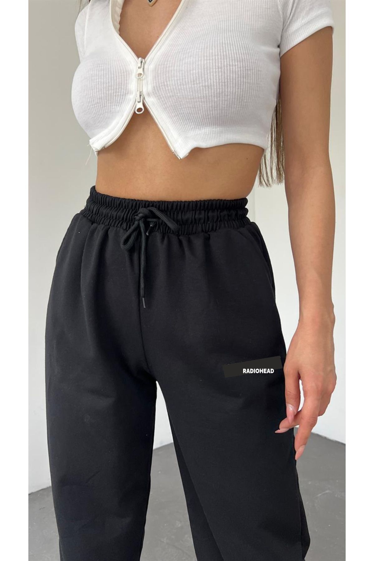 HOFFNUNG Jogger 3 Iplık Siyah Unisex Erkek Kadin Brook Eşofman Altı