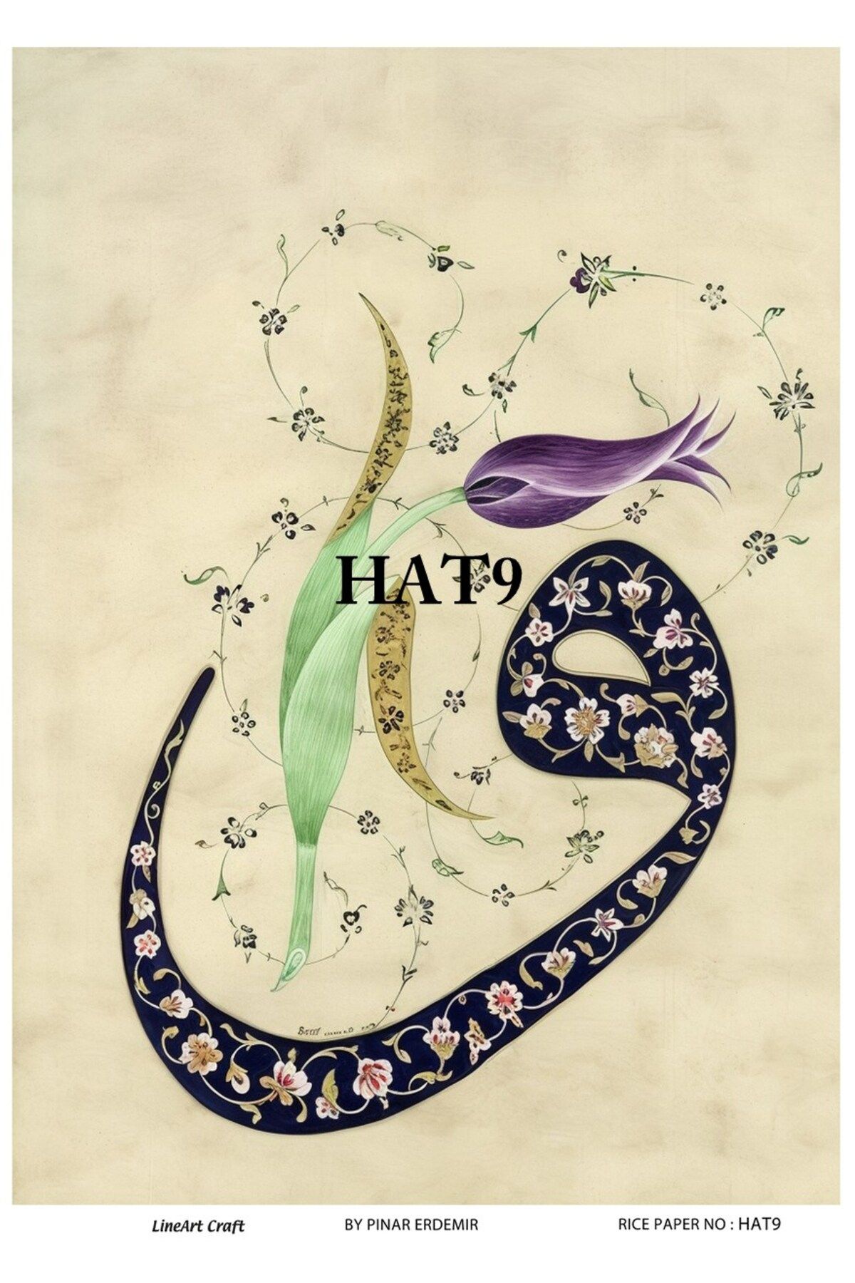 LİNEART PİRİNÇ DEKOPAJ KAĞIDI HAT9 Gat Serisi 29x42cm