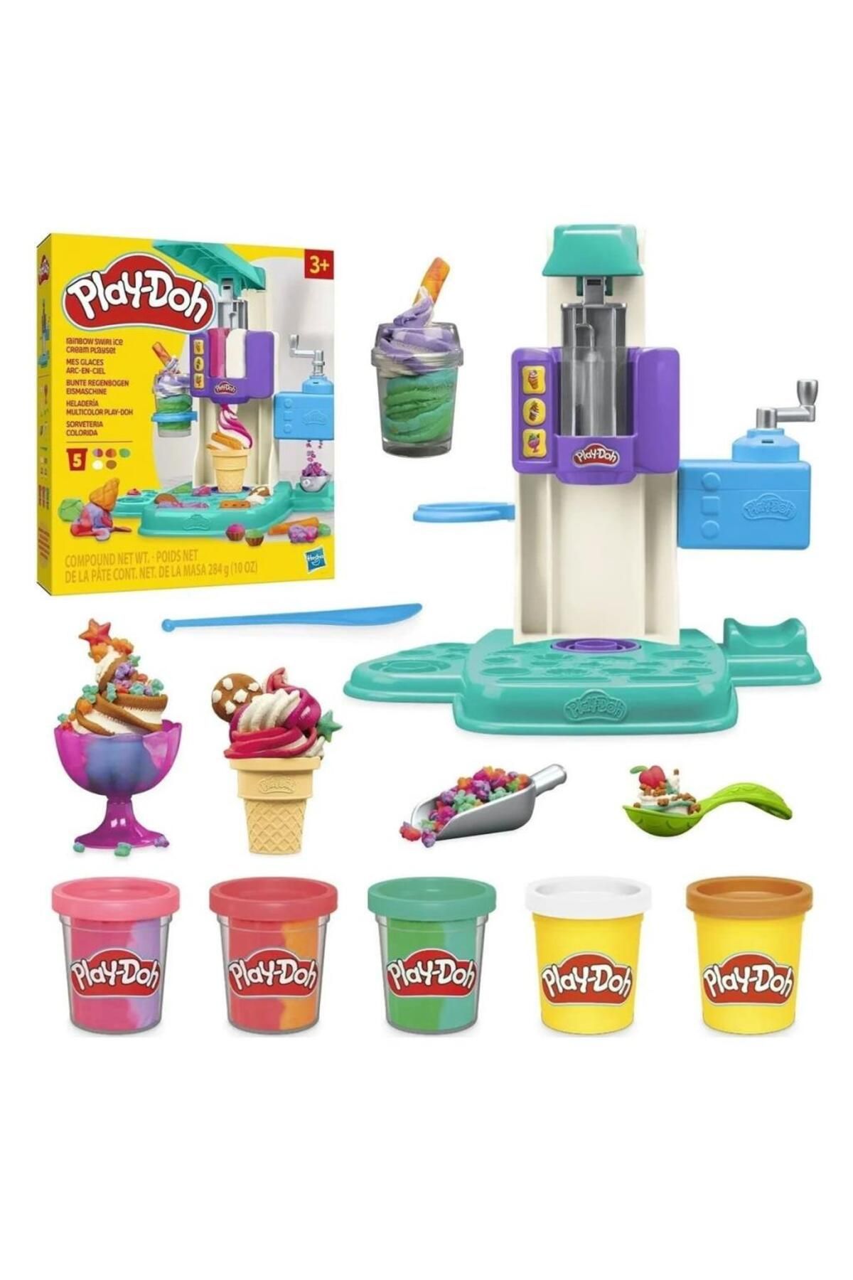 MR RZN STORE G0028 Play-Doh Gökkuşağı Dondurma Makinesi Oyun Seti+3 yaş