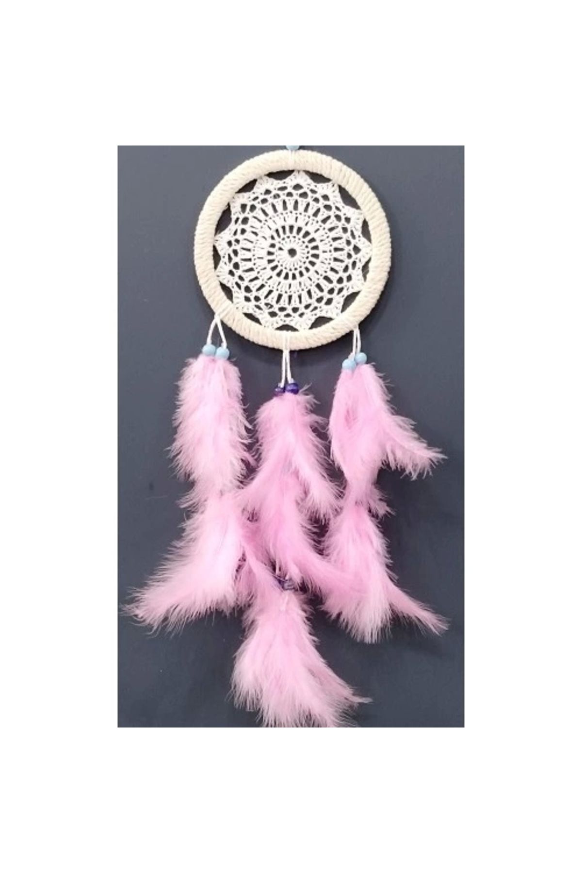 Lenaca Pembe Kuş Tüylü Dream Catcher El Yapımı Rüya Kapanı Duvar Süsü