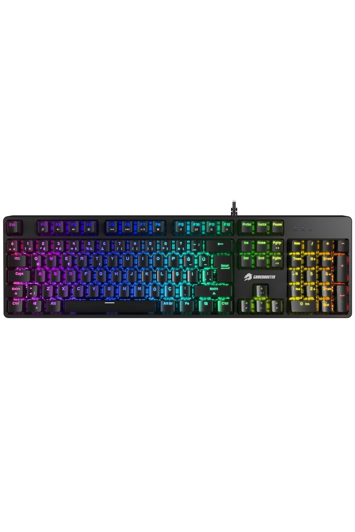 GAMEBOOSTER G24B Enigma Rainbow Aydınlatmalı Red Switch Mekanik Siyah Oyun Klavyesi