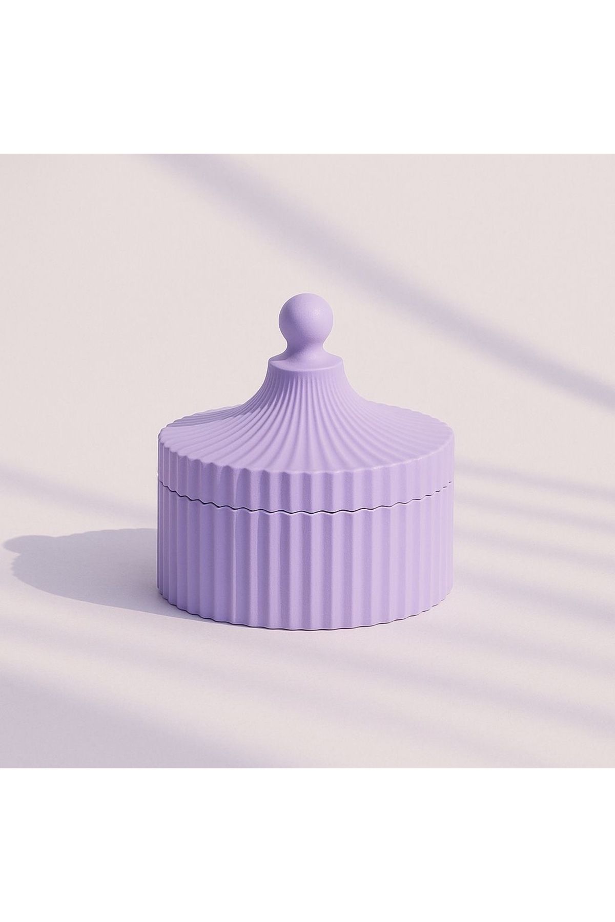 Omerella Şık Kapaklı Dekoratif Beton Organizer / Kutu / Takılık Mumluk Lila