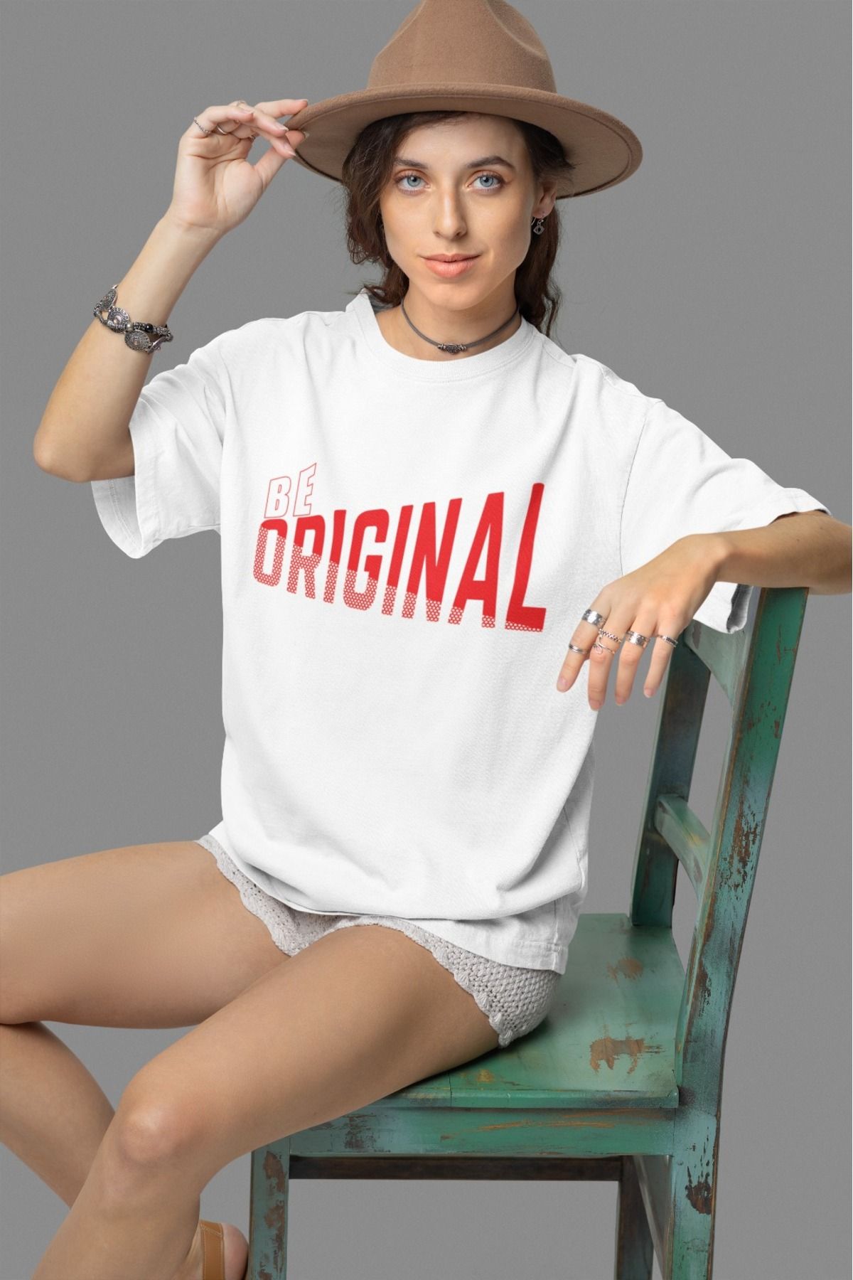 Butik %100 PAMUK ERKEK/KADIN -BE ORIGINAL- TRANSFER BASKILI YUVARLAK YAKA KISA KOL TİŞÖRT