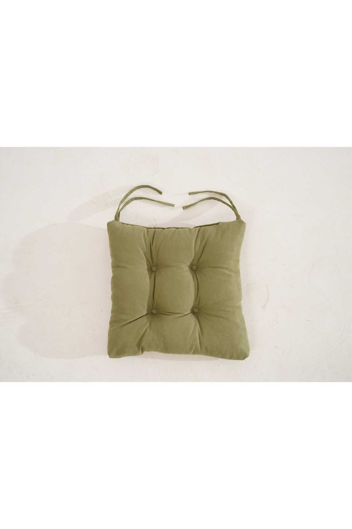 UYKUPEREST 4’lü Pastello Sandalye Minderi – Haki – Bağcıklı, Slikon Dolgulu, Yıkanabilir – 40x40