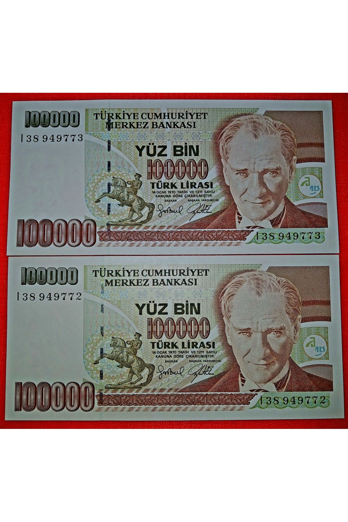 DÜZGÜN TİCARET 7.EMİSYON 100.000 LİRA KAĞIT PARA SERİ TAKİPLİ ÇİL