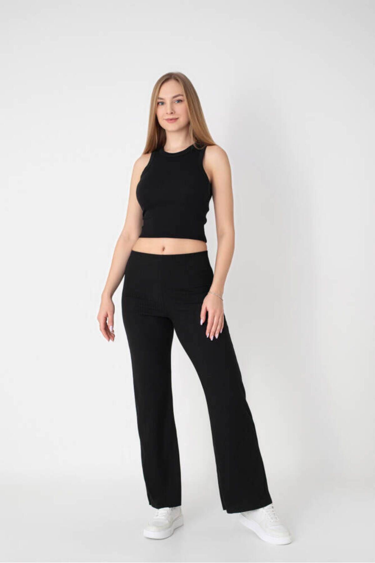 Star BESTTREND KADIN SİYAH KAŞKORSE FİTİLLİ PANTOLON
