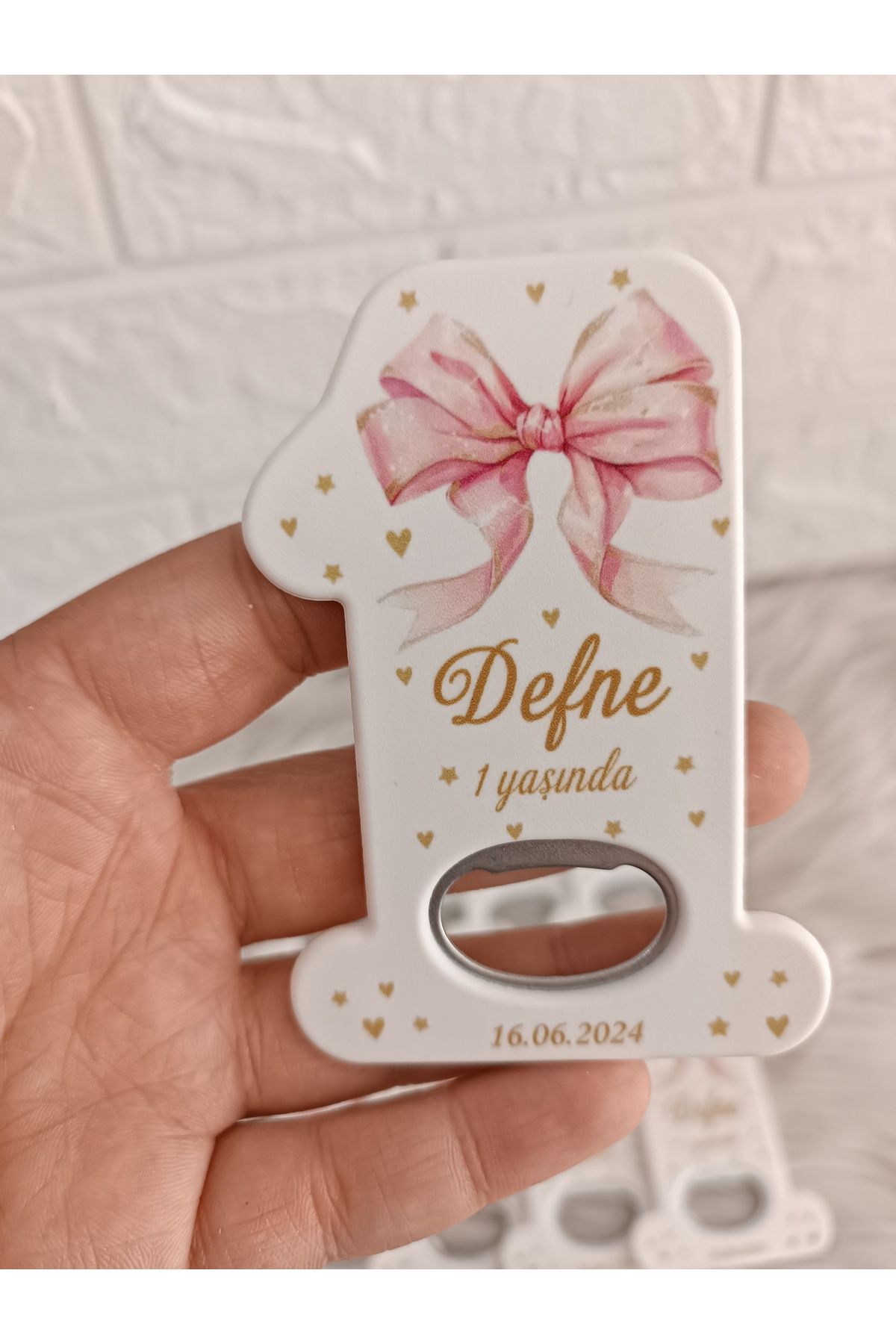 doğrukan 25 adet 1 rakam açacak pembe fiyonklu yenidoğan doğum günü mevlüt hediyelikleri