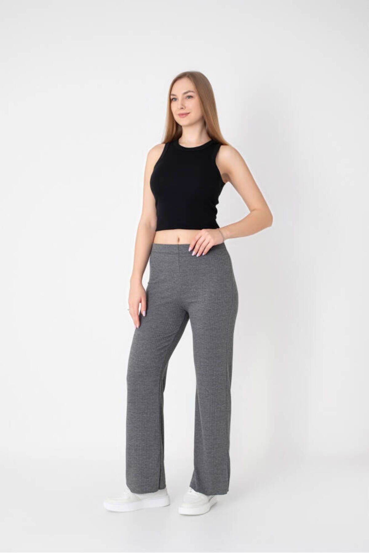 Star BESTTREND KADIN GRİ KAŞKORSE FİTİLLİ PANTOLON