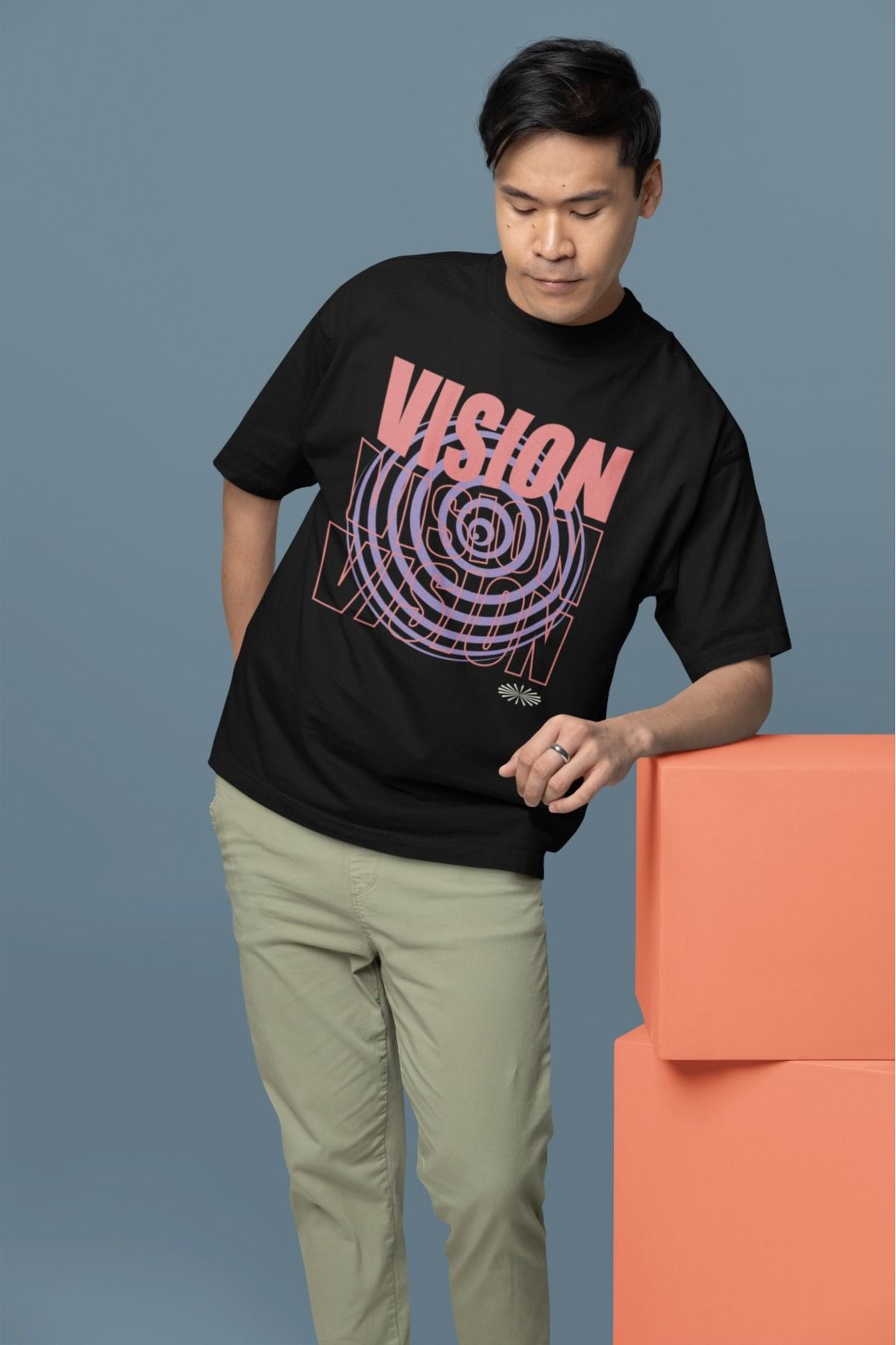 Butik %100 PAMUK ERKEK/KADIN -VISION 1- TRANSFER BASKILI YUVARLAK YAKA KISA KOL TİŞÖRT