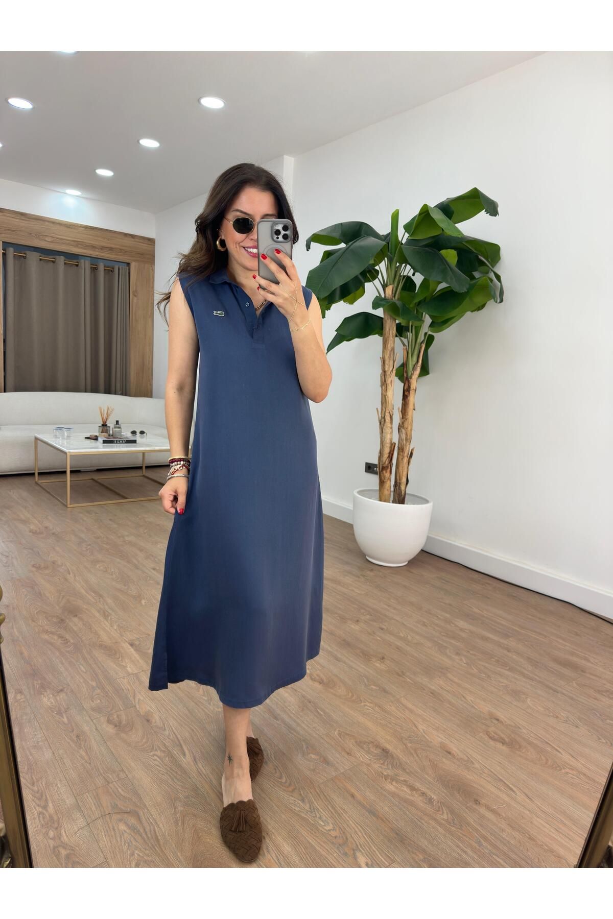 2she Orijinal Marka Basic Midi Elbise - Lacivert