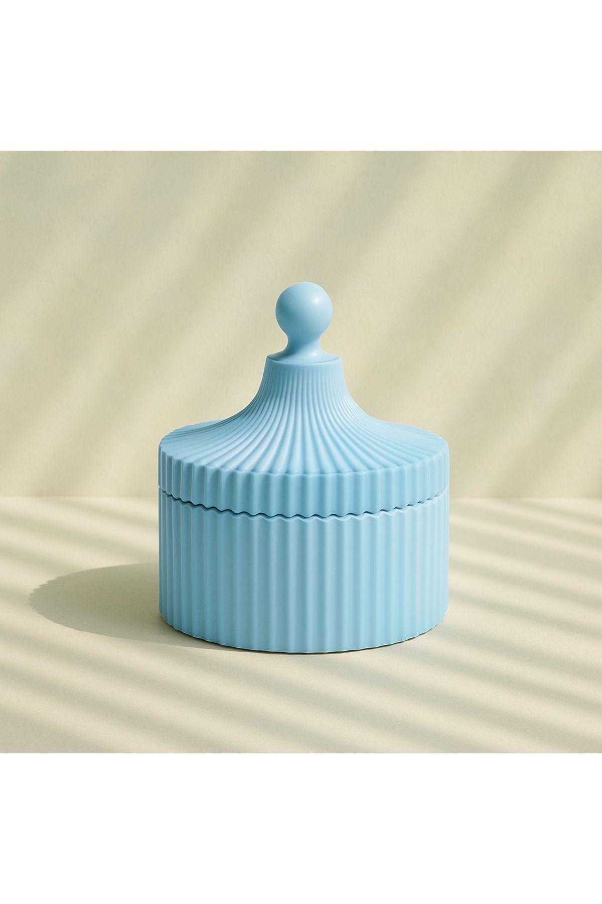 Omerella Şık Kapaklı Dekoratif Beton Organizer / Kutu / Takılık Mumluk Bebek Mavisi