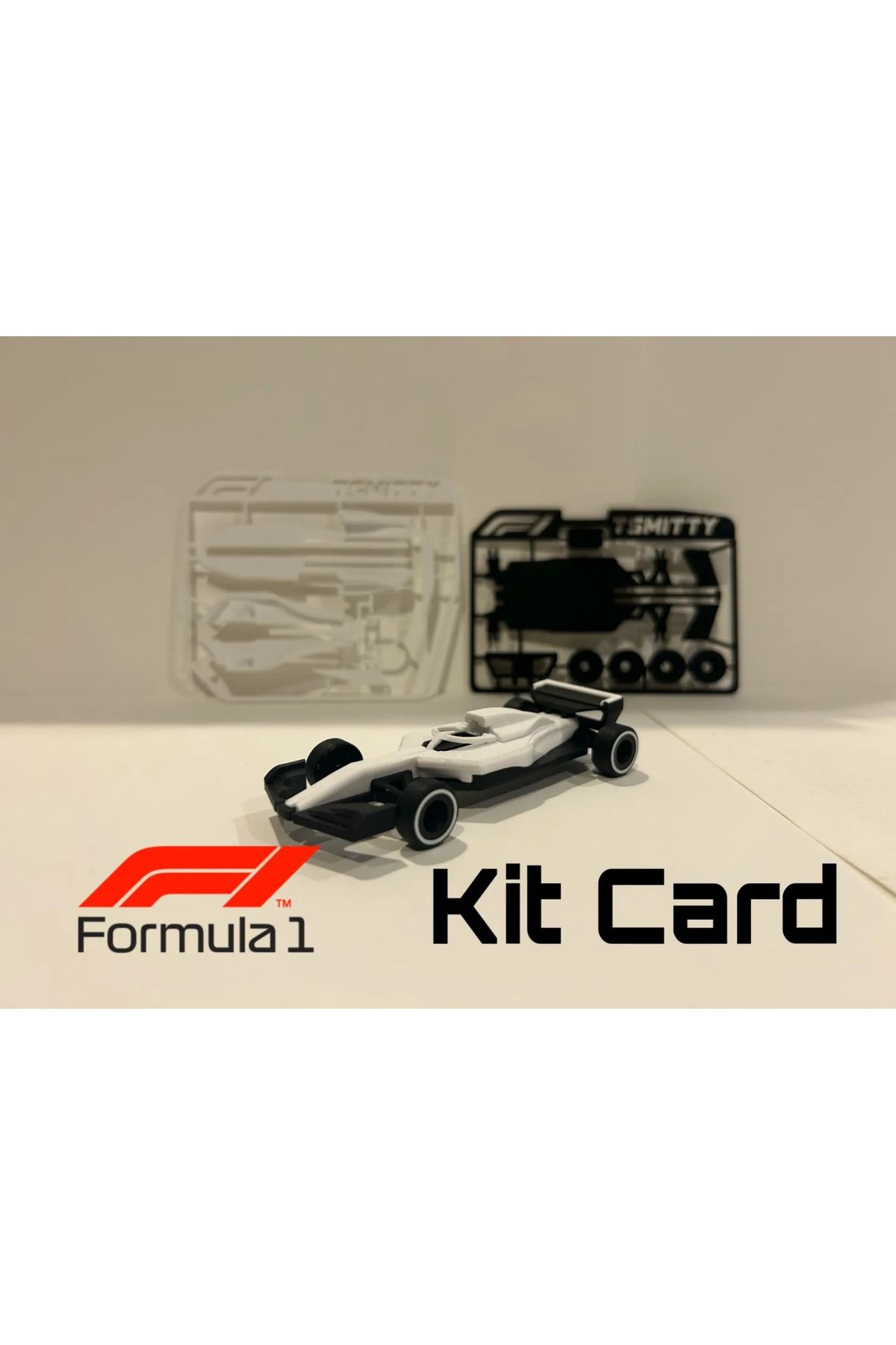 Filkorium3D Formula 1 Kit Kart – Mini Montajlı Araba Modeli (Siyah & Beyaz) - Koleksiyonluk (1 ADET)