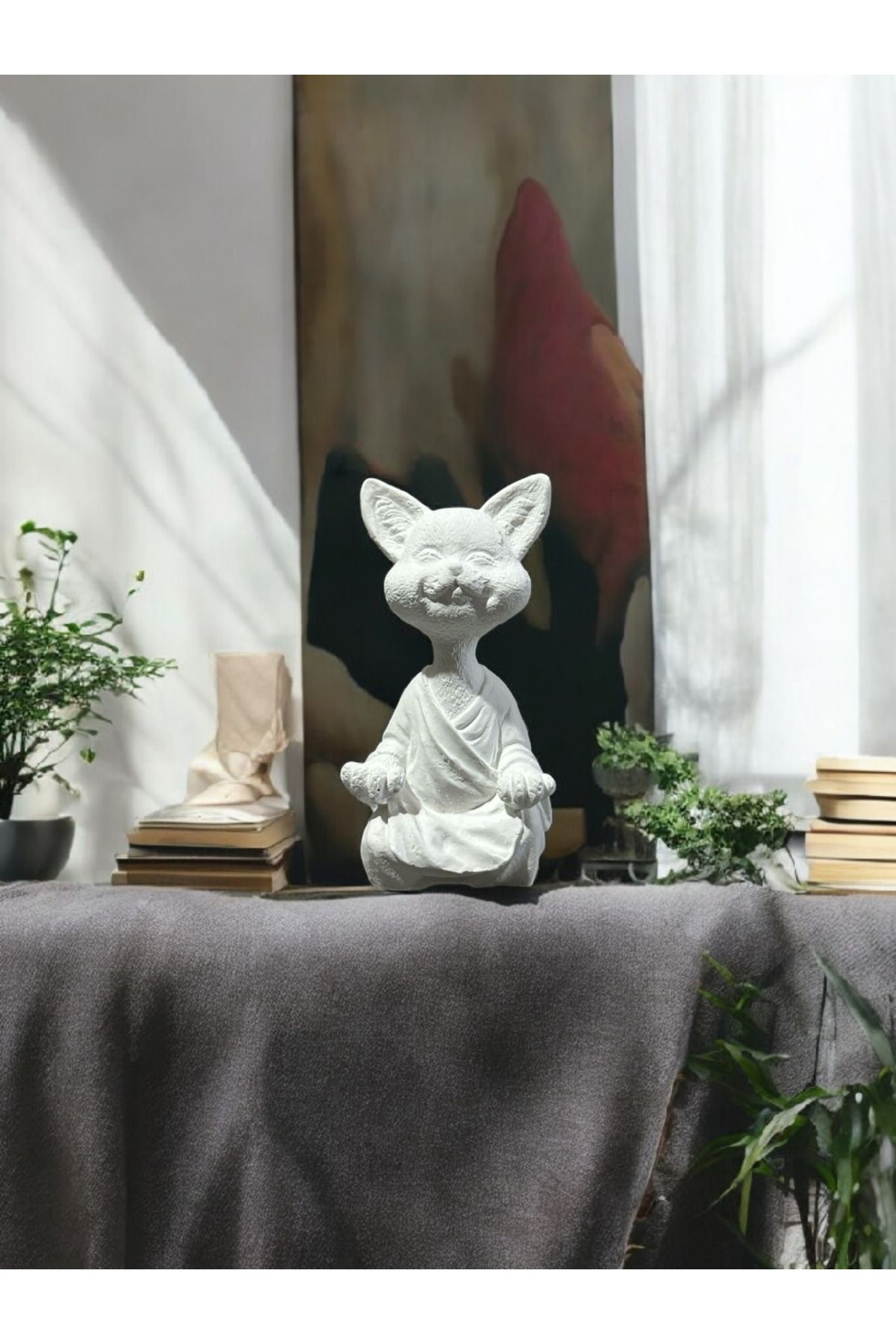 NocheLuz Yoga Yapan Kedi Biblo, Meditasyon Kedi Heykeli