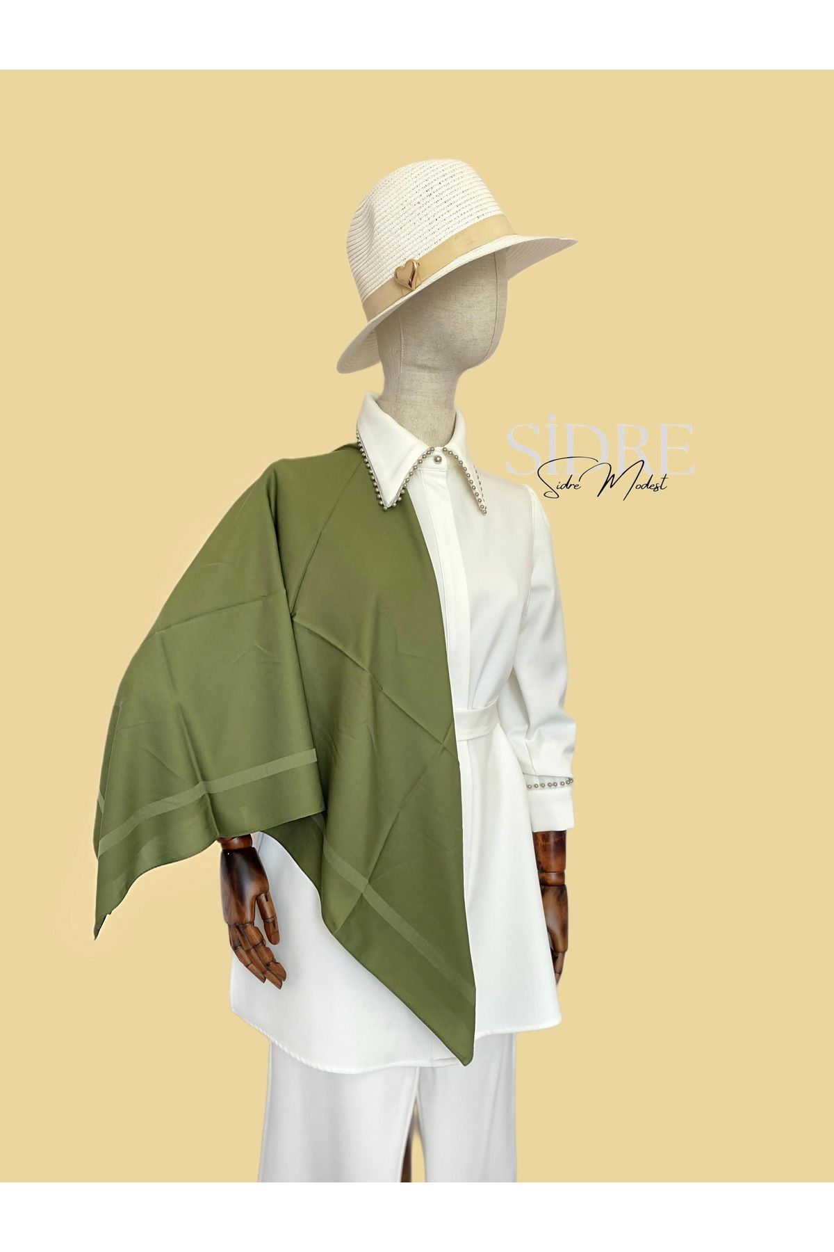 SİDRE MODEST Soft Sade Yeşil Eşarp