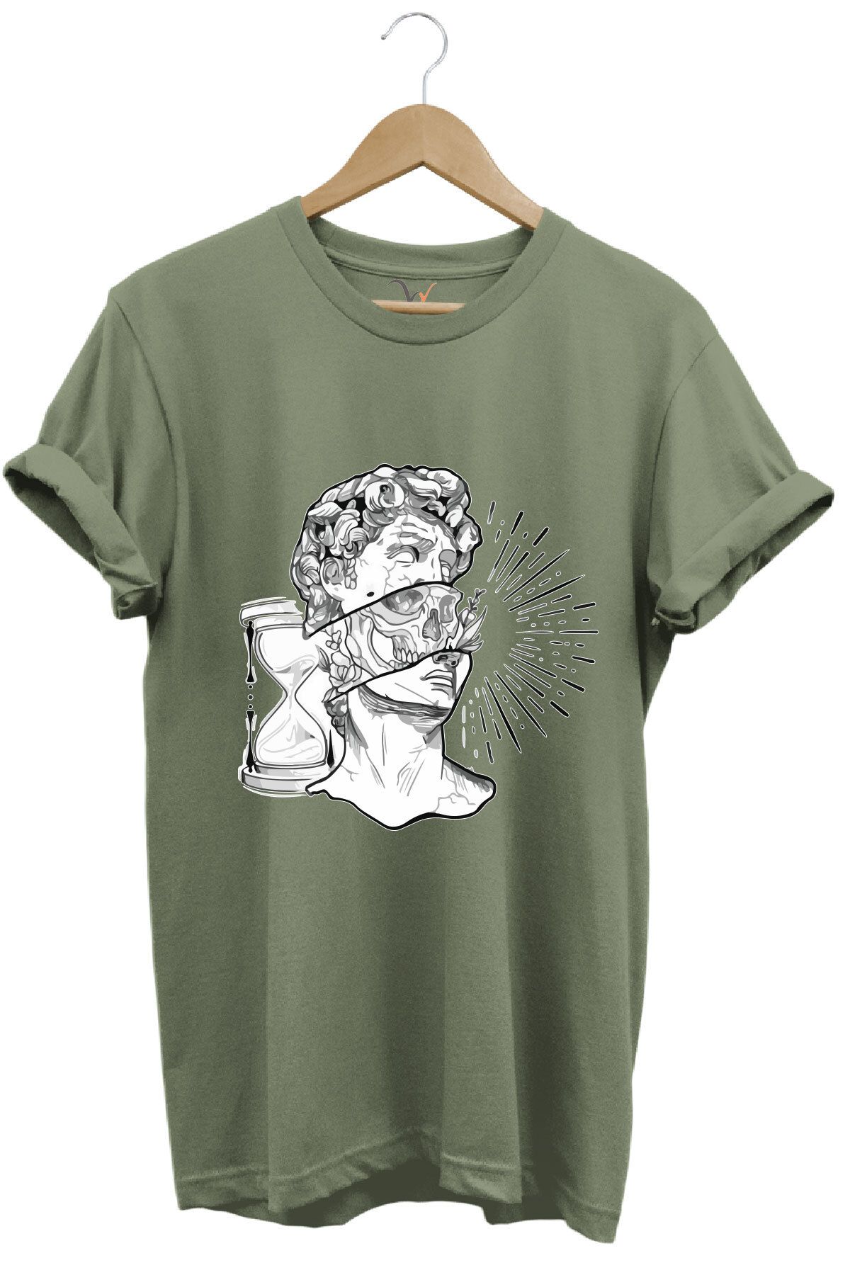 onsrawear David Heykeli Baskılı Unisex %100 Pamuk Basic T-shirt