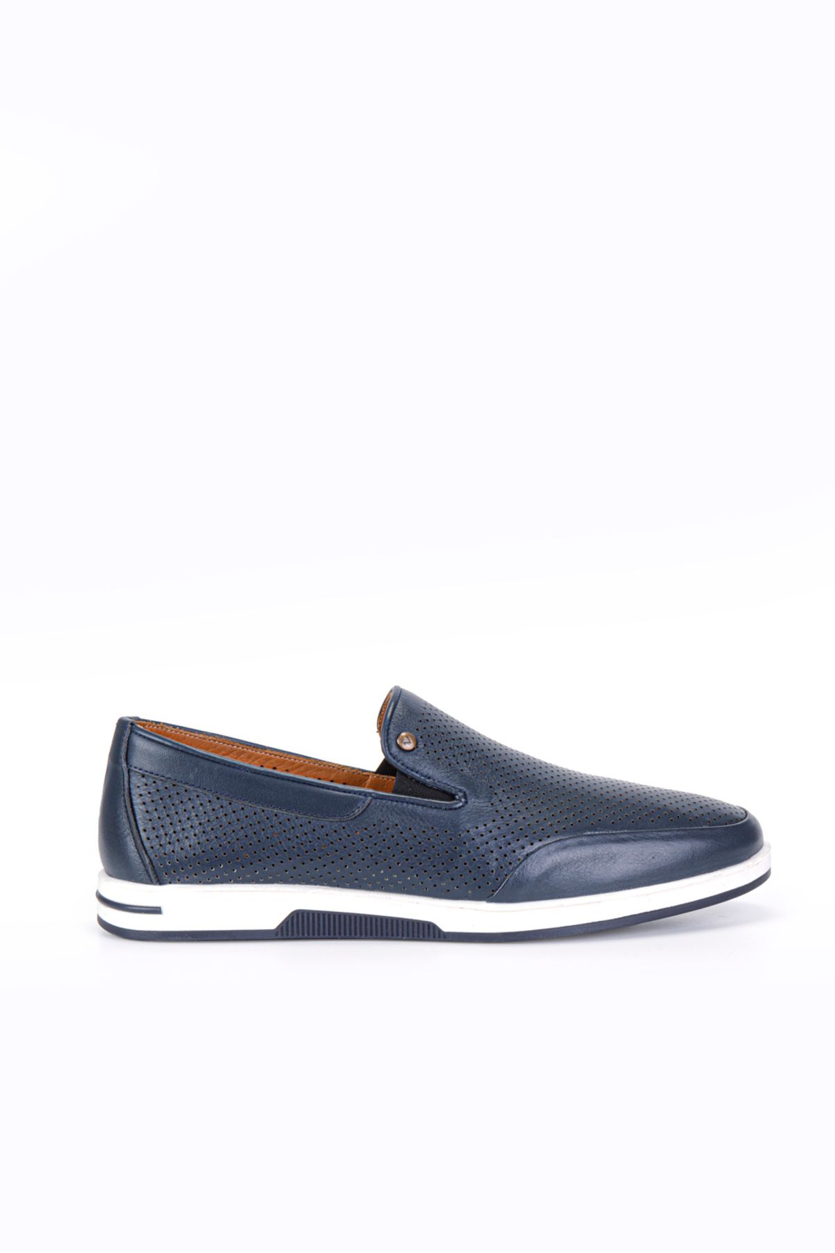 Vantaggio Neon Lacivert %100 Hakiki Deri Loafer Erkek Ayakkabı