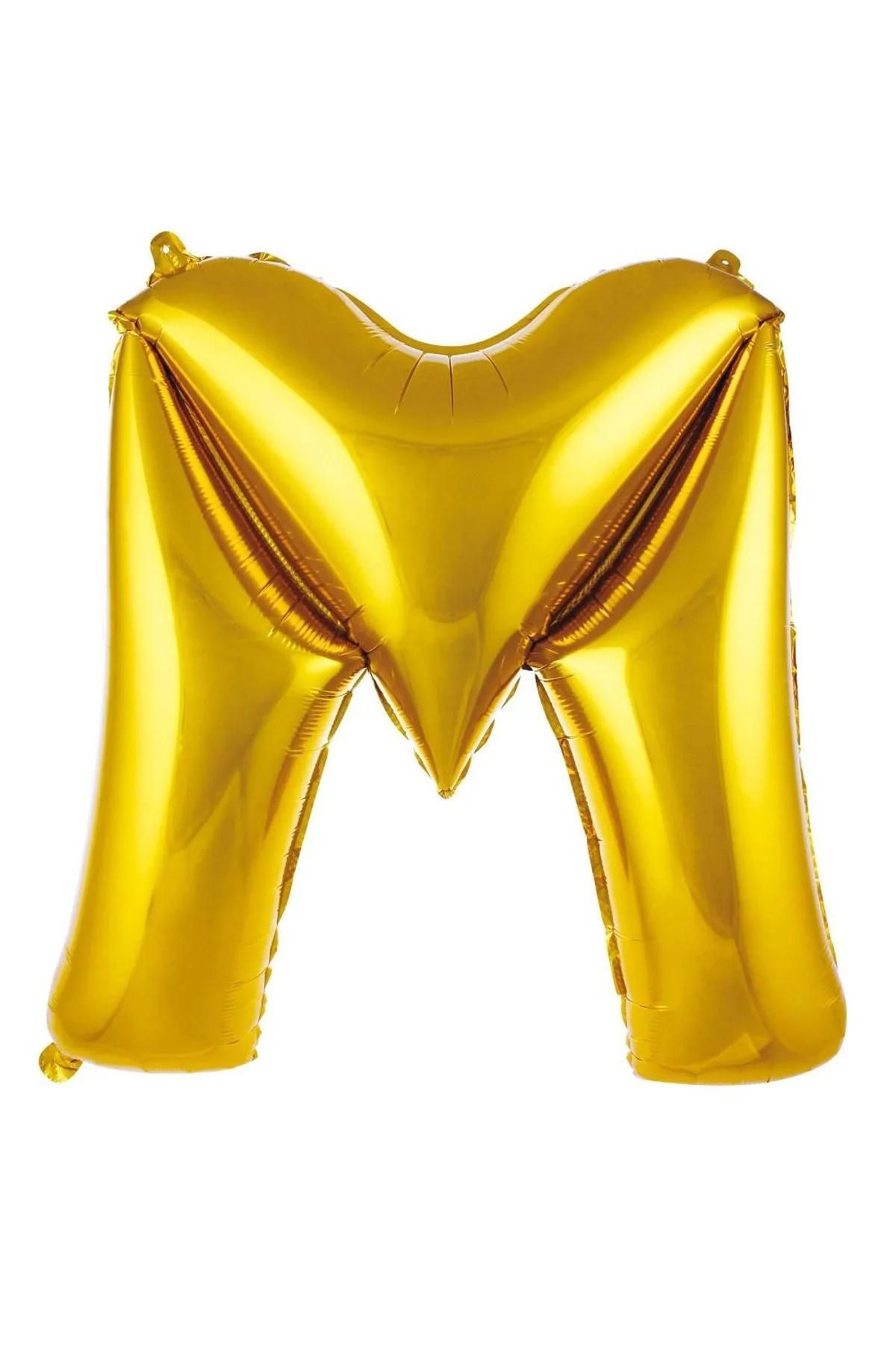 Mack PLUS 16 İnç 36 CM Gold Renk Folyo Harf Balon - Küçük Boy Metalik Altın Harf Balon, Parlak Altın Renk