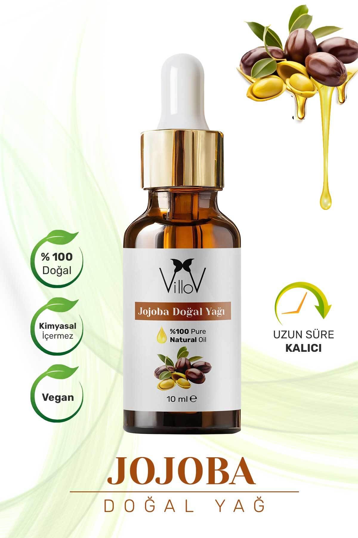Villov Jojoba Uçucu Yağı Soğuk Sıkım %100 Saf ve Doğal Bitkisel Jojoba Essential Oil 10ml