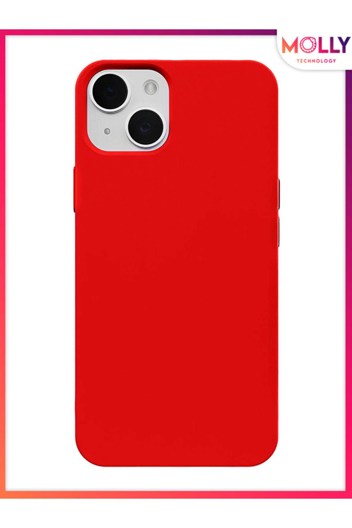 Molly iPhone 13 İçin Kırmızı Liquid İçi Kadife Silikon Kılıf
