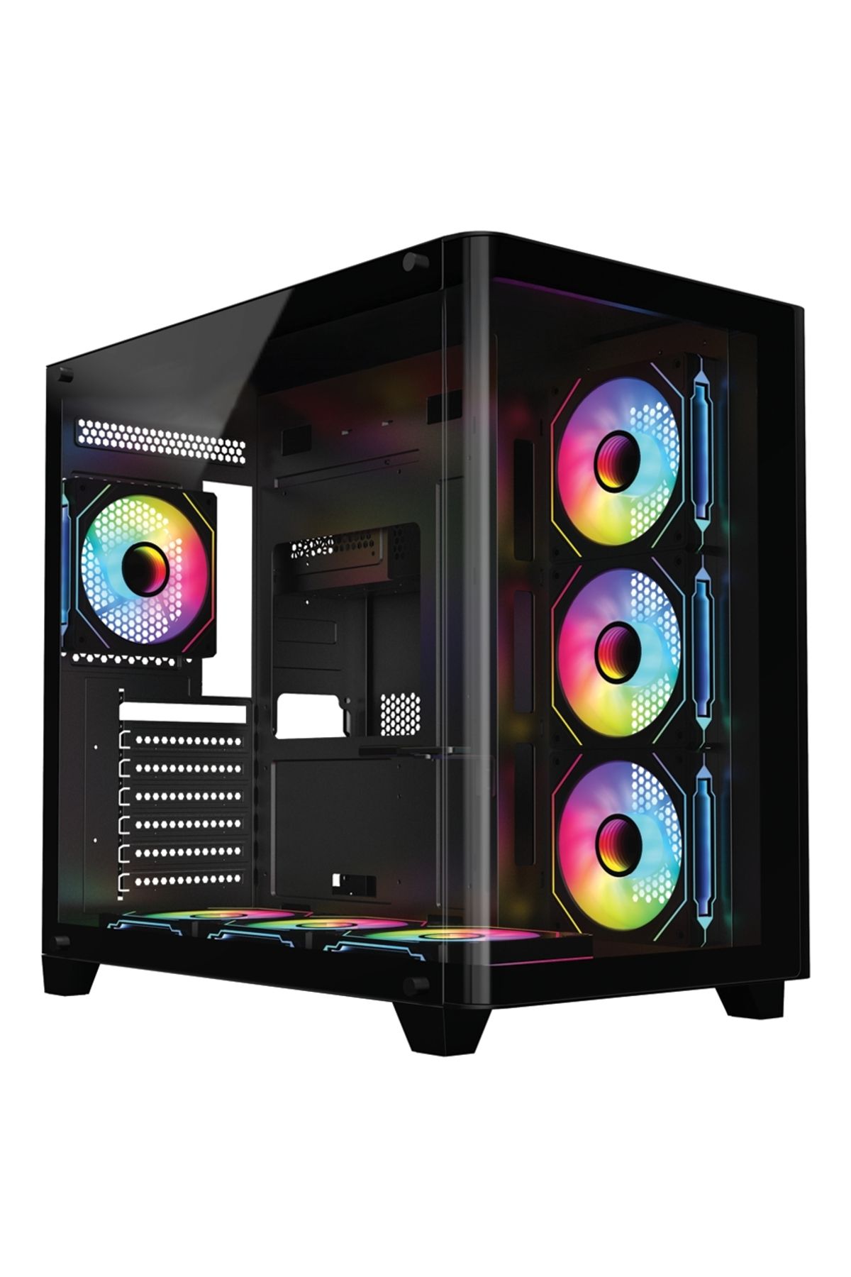 FRISBY FC-9545G 7x120mm RGB FAN Mid Tower ATX Siyah Gaming (Oyuncu) Kasa