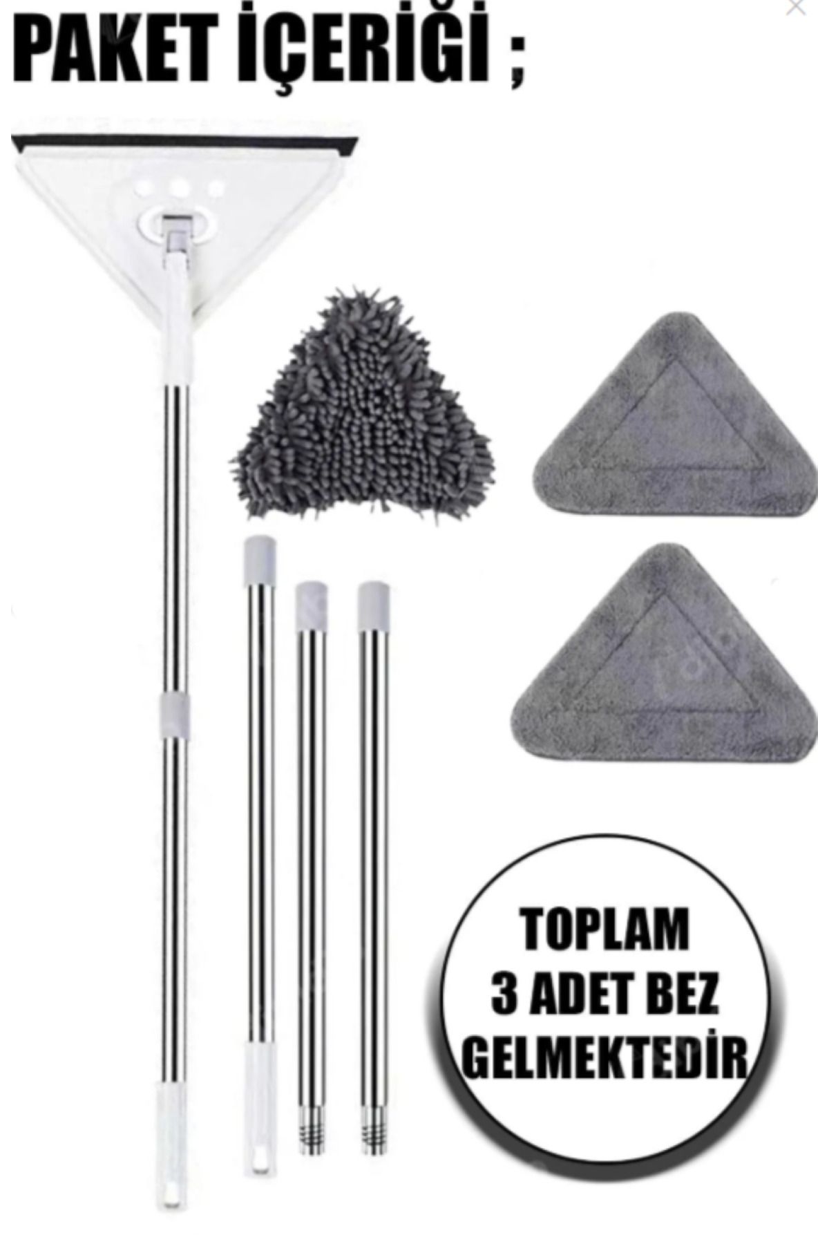 çt çeçem ticaret 3 Bezli Üçgen Şönil Bezli Boyu Ayarlanabilir Cam Silecek - Oluk Temizleme