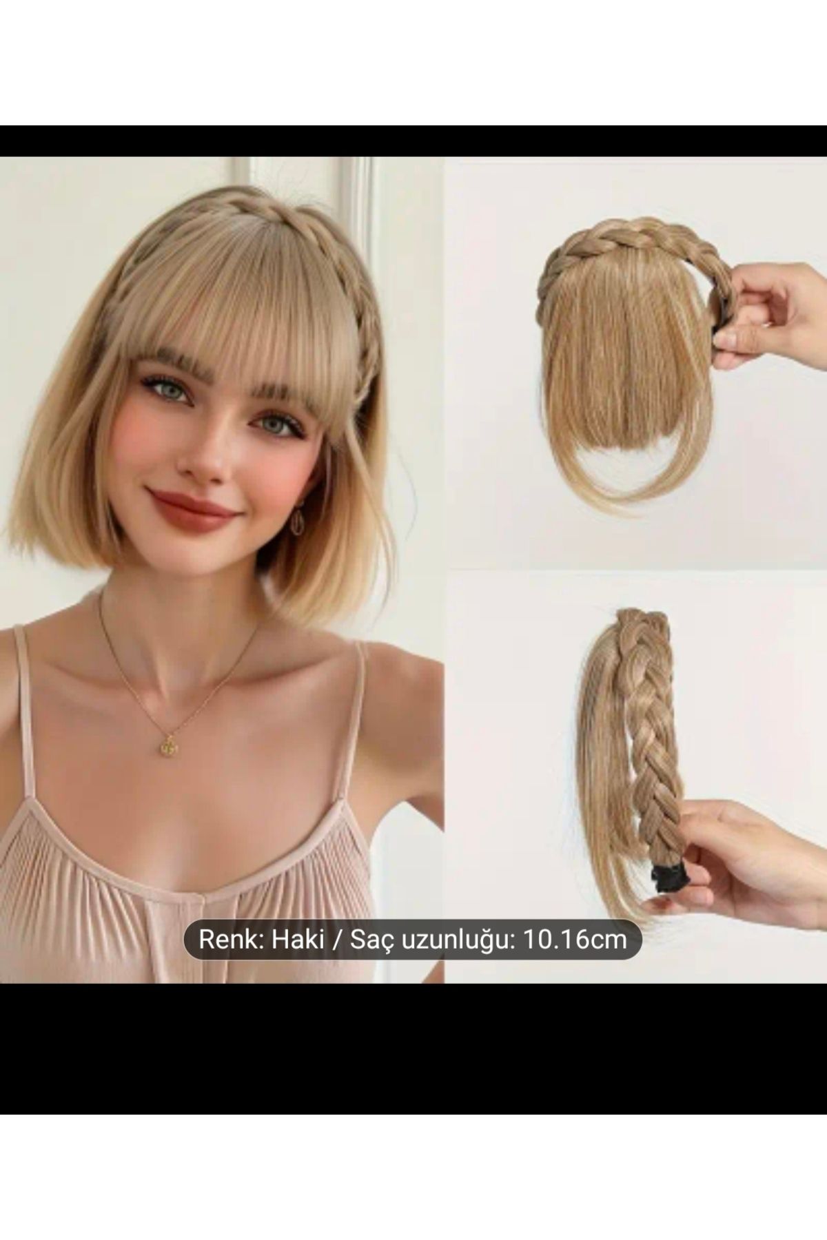 Handmade Estetik örgü detaylı taç saç uzantısı, takma kahkül saç