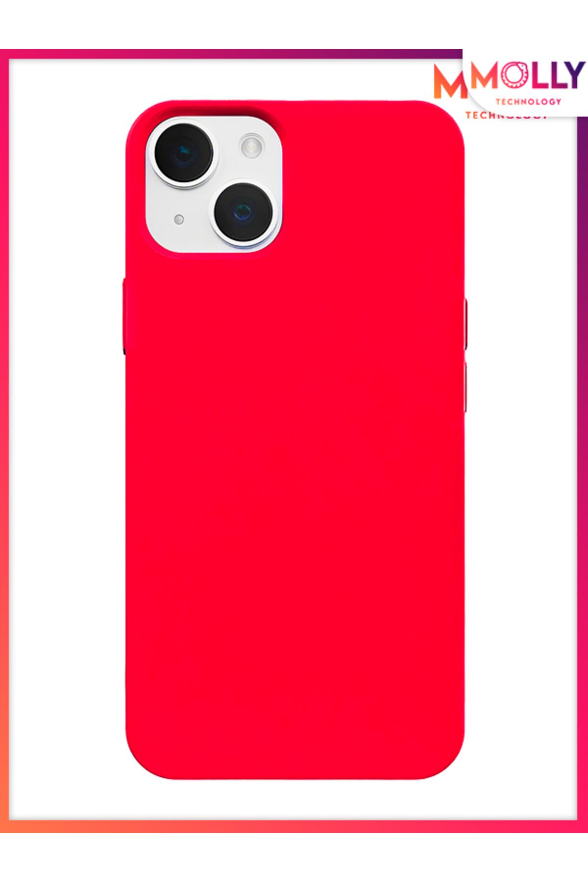Molly iPhone 13 İçin Neon Pembe Liquid İçi Kadife Silikon Kılıf