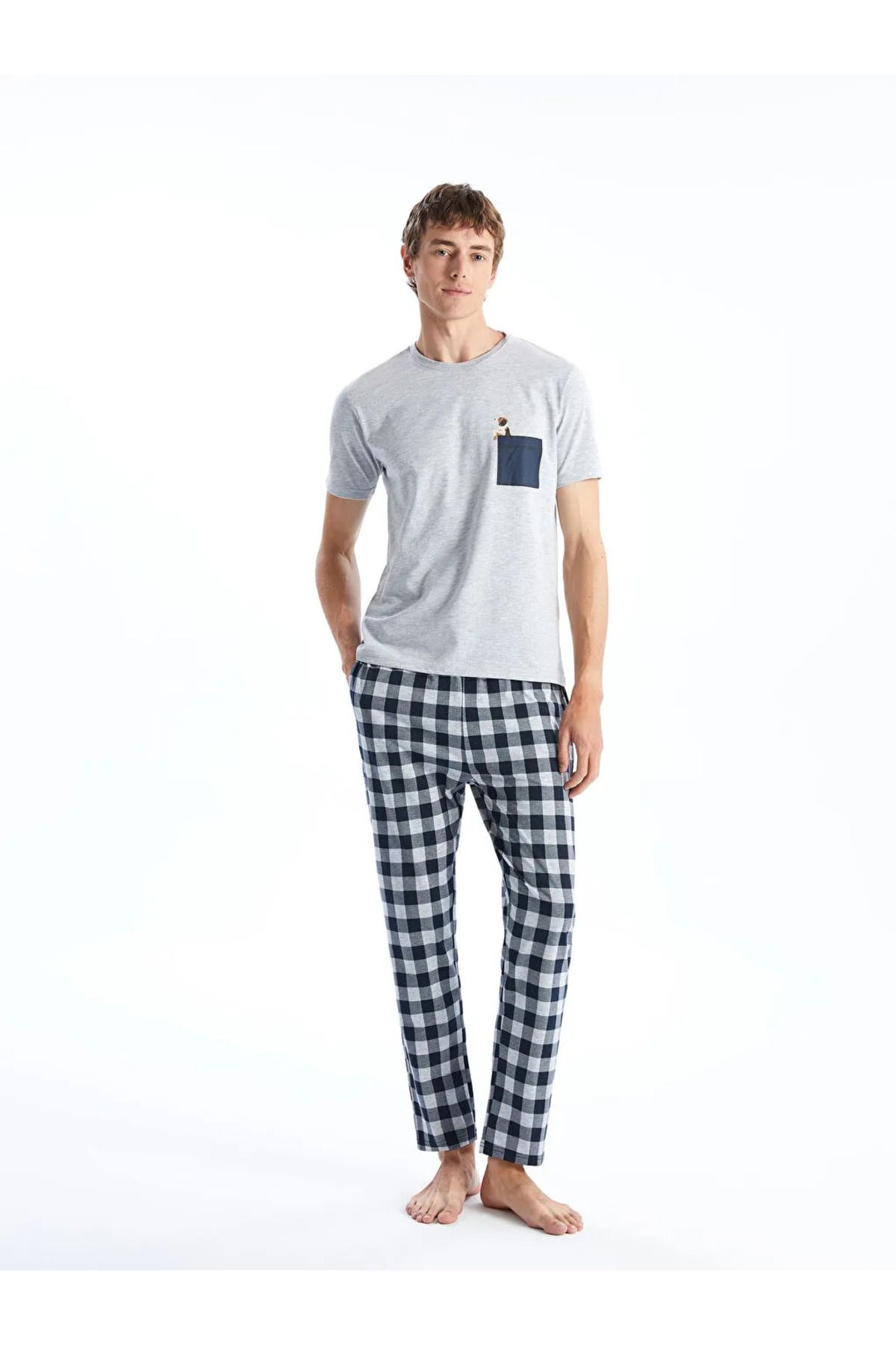 LC Waikiki Gri Standart Kalıp Erkek Pijama Takımı