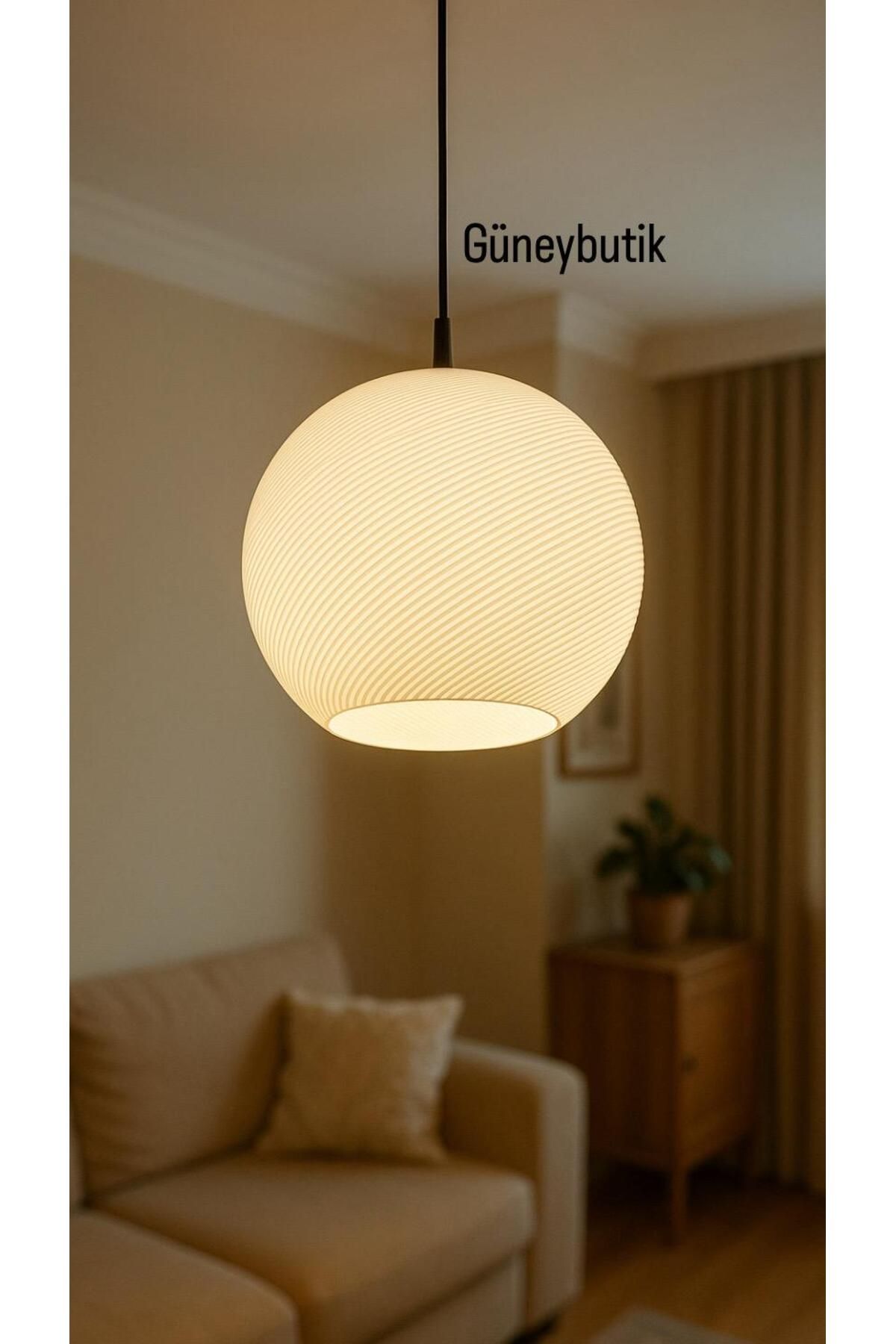 güneybutik Spiral Deseli Sarkıt Avize (Bioplastik / E27 ampul dahildir.)