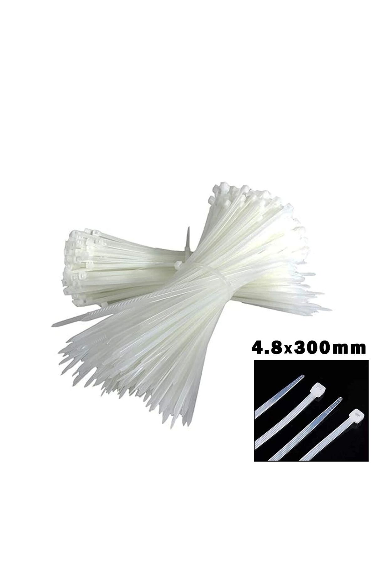 Lenaca Beyaz 4.8x300mm Plastik Cırt Kelepçe 100pcs