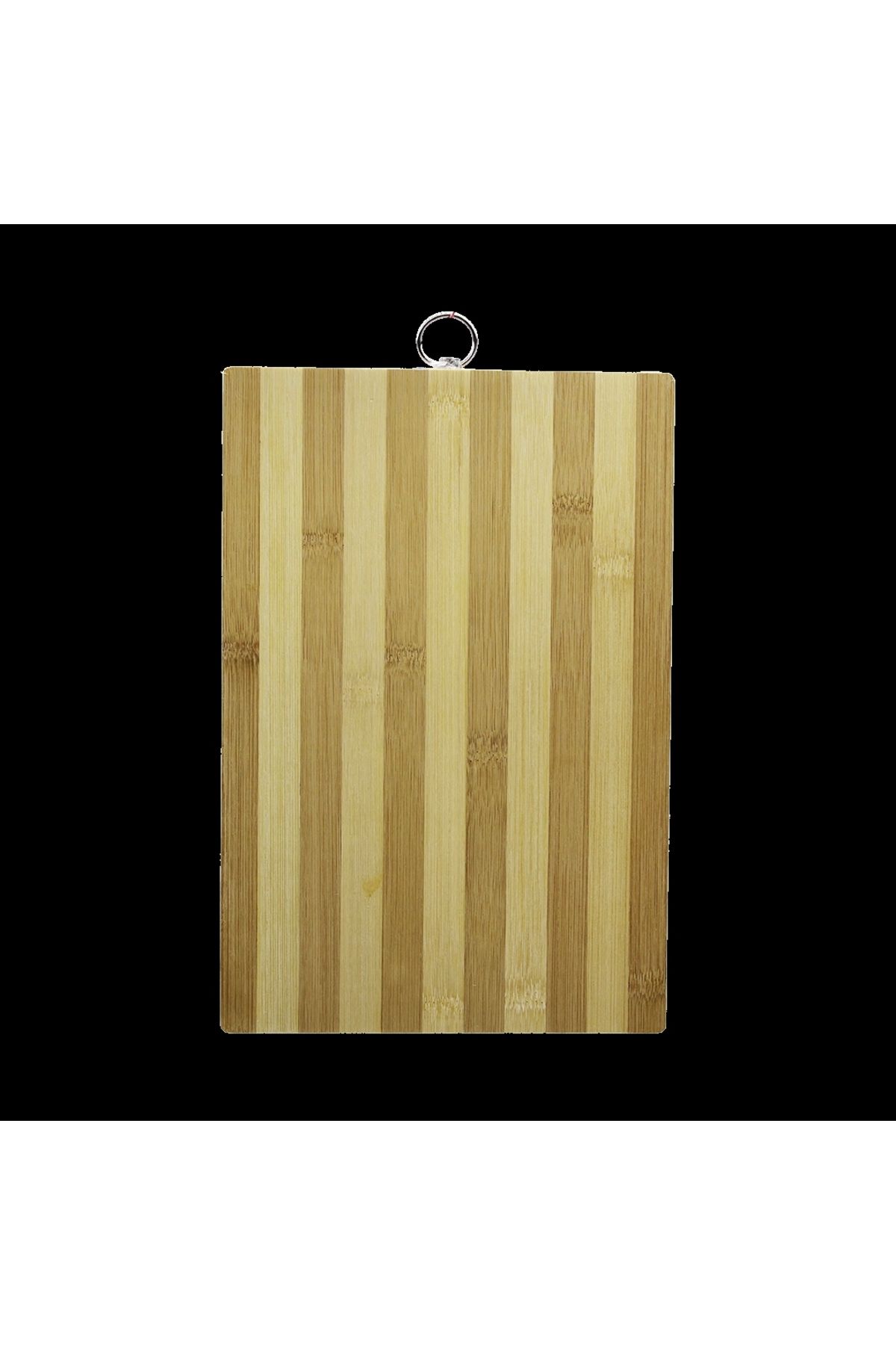 Lenaca Ahşap 20x30cm Beyaz Çizgili Bambu Kesim Panosu Metal Kulplu