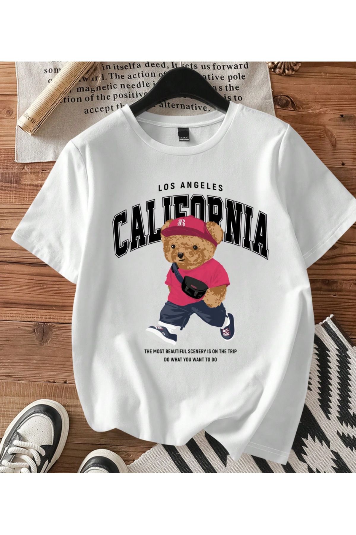 COHERENT Unisex Erkek/kadın CALIFORNIA AYIÖzel Baskılı Oversize Pamuklu T-shirt Tişört