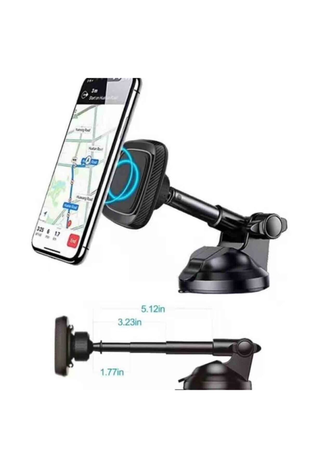 Canpay Net Görüş Sunan Manyetik Araç içi Telefon Tutucu Uzun Ayarlı Kol, Güçlü Vantuz, Cam & Torpido Uyumlu