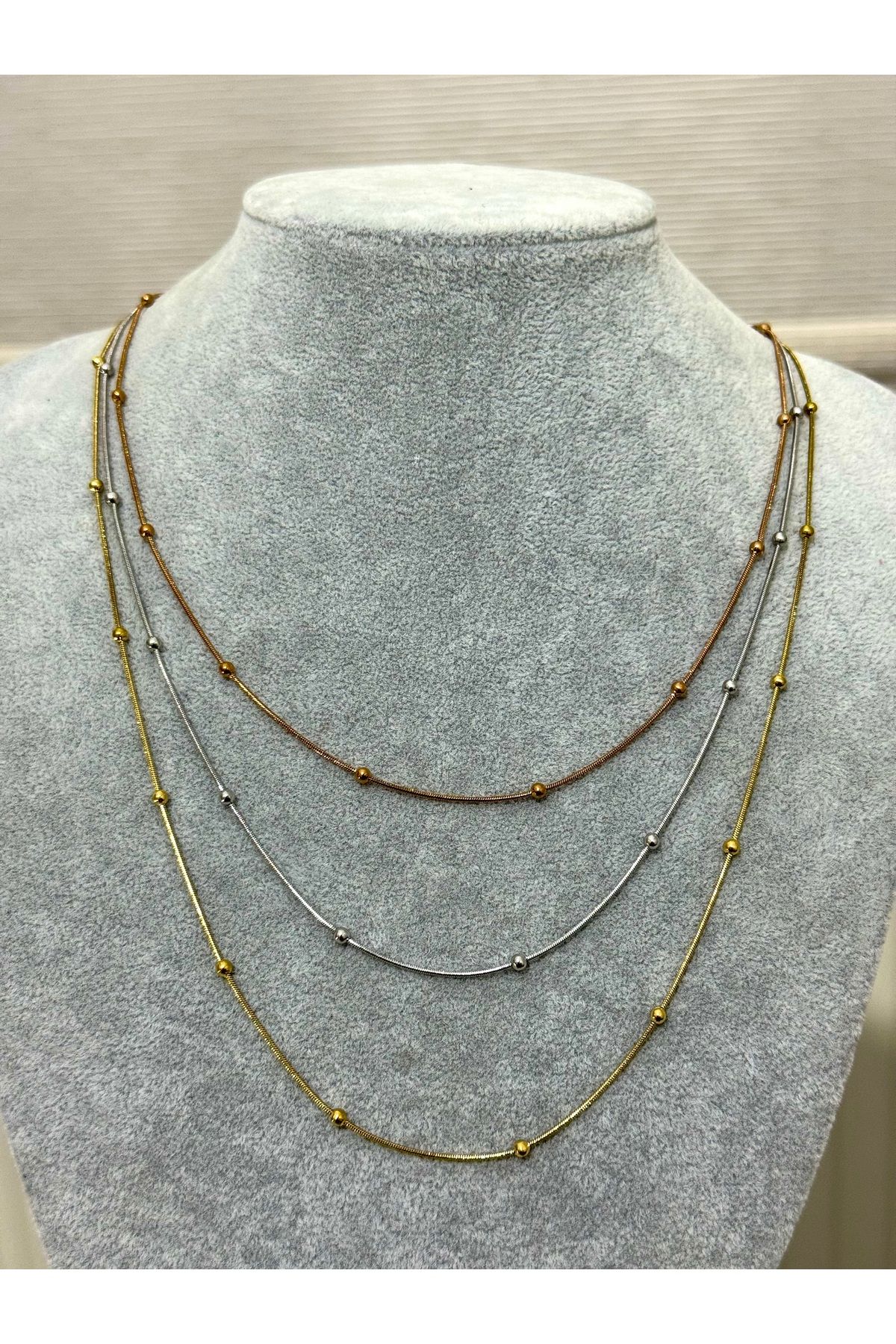 XUPING JEWELRY 316L 3 zincirli çelik kolye paslanmaz kararmaz