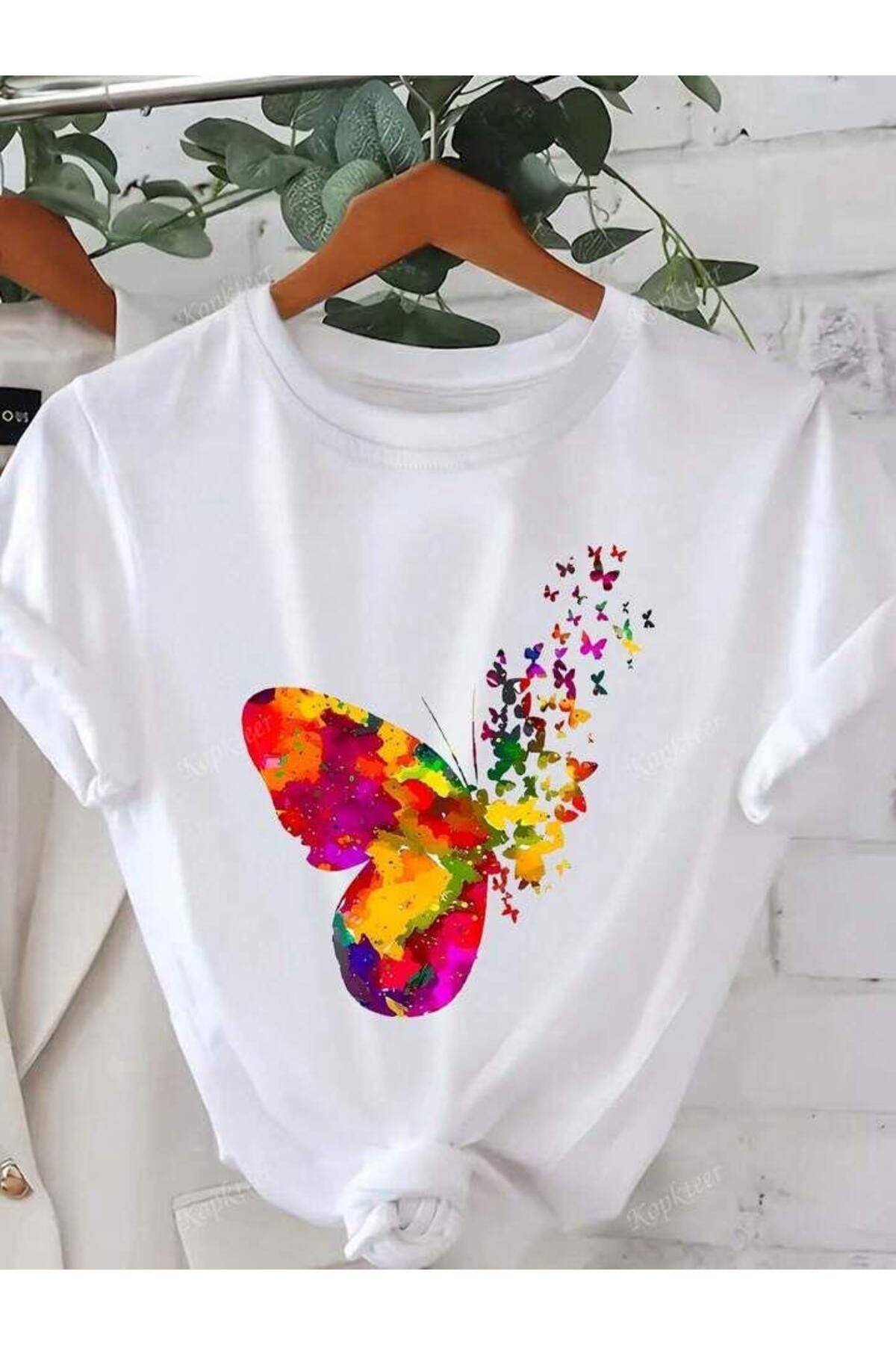 SEDA IŞIKLAR BUTTERFLY KELEBEK BASKILI OVERSİZE TSHİRT