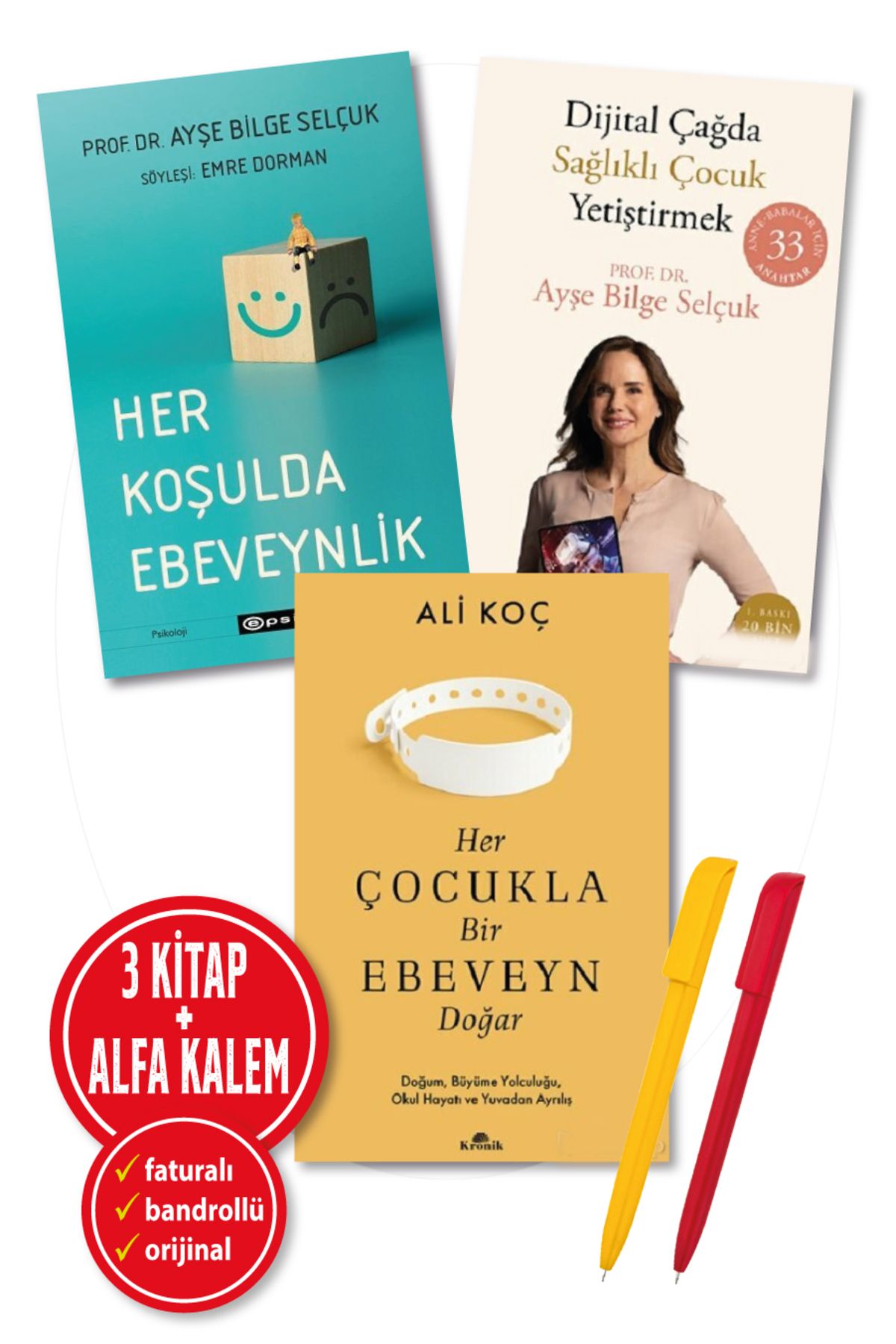 Kronik Kitap Alfa Kalem+Ayşe Bilge Selçuk 3Kitap(Her Koşulda Ebeveynlik+Dijital Çağda+Her Çocukla Ebeveyn Doğar)