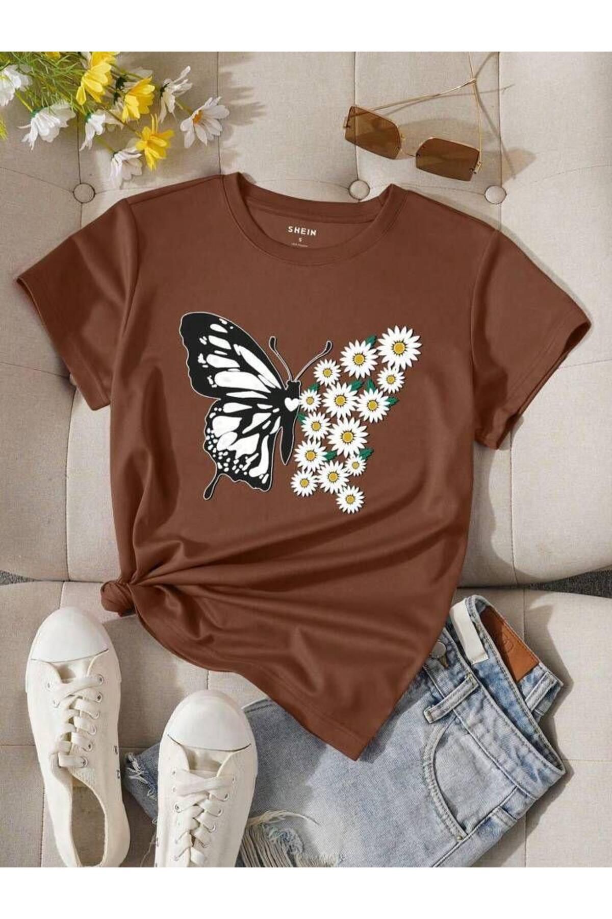 SEDA IŞIKLAR BUTTERFLY KELEBEK BASKILI OVERSİZE TSHİRT